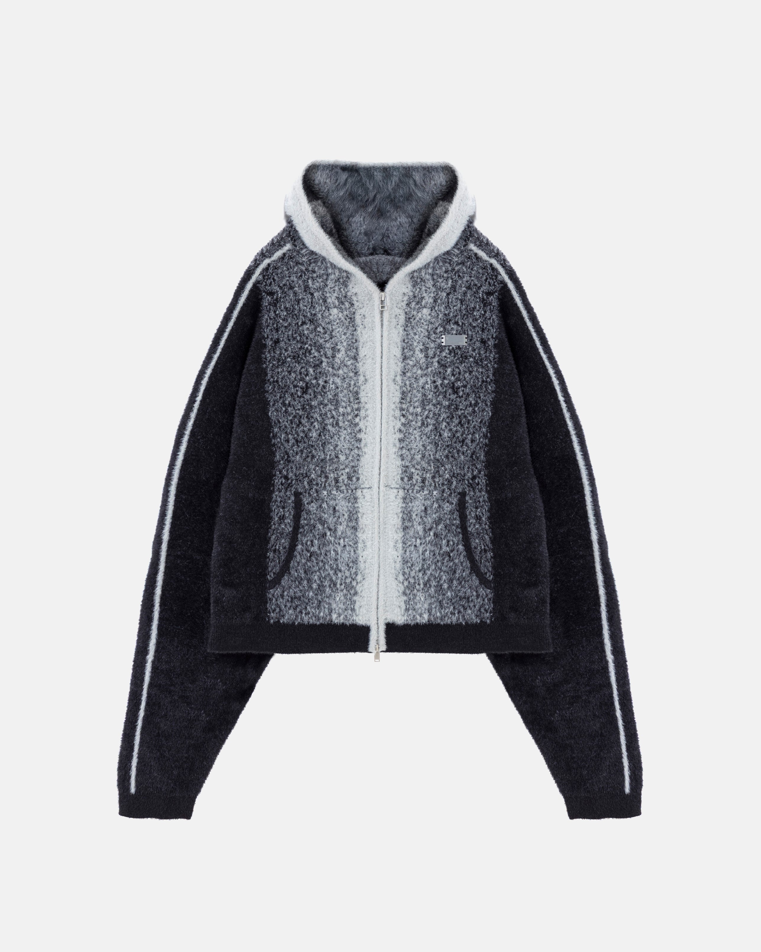 Basics Knit Zip Up Hoodie Bone/Black
