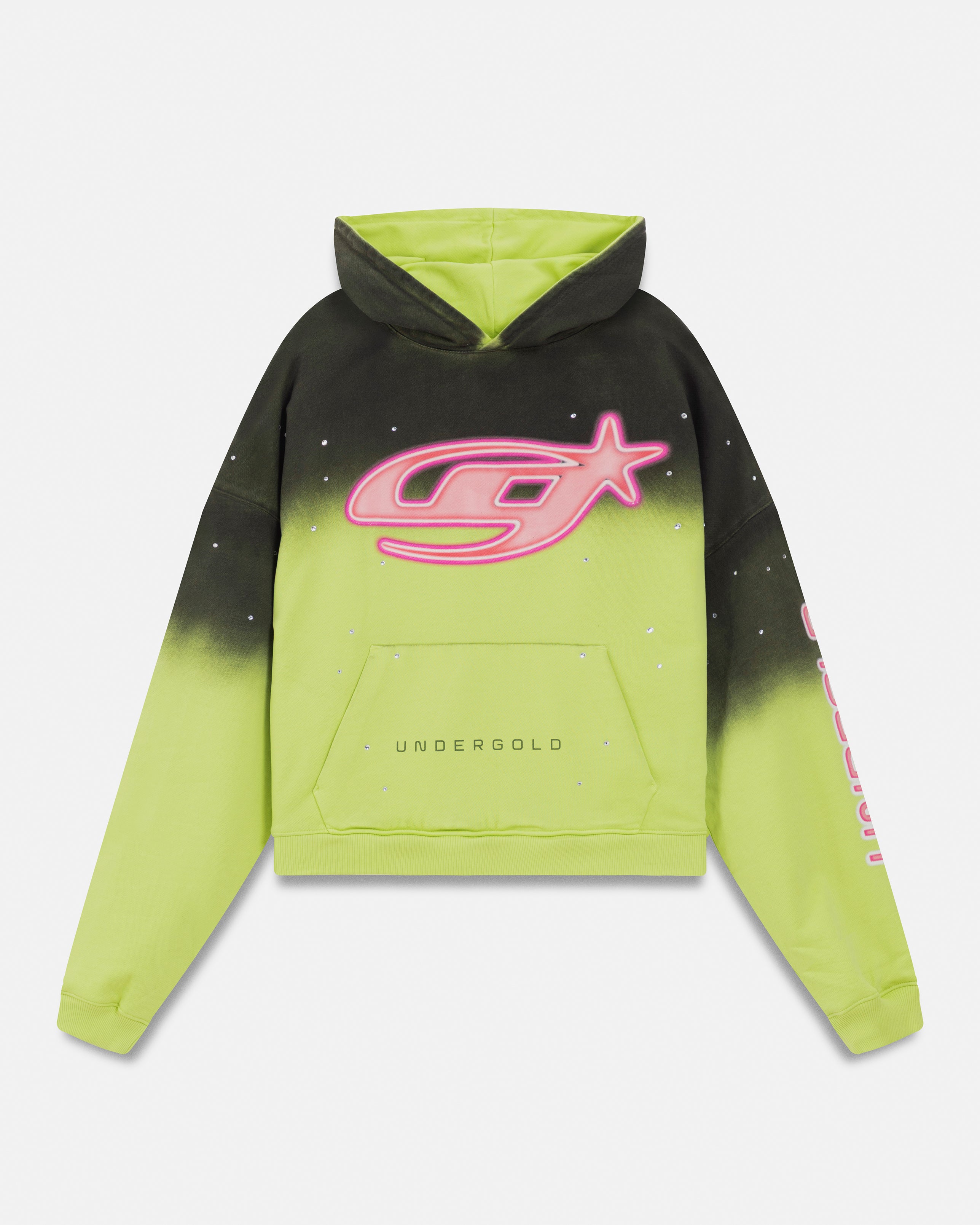 Act 1 Neon Boxy Fit Hoodie Faded Green