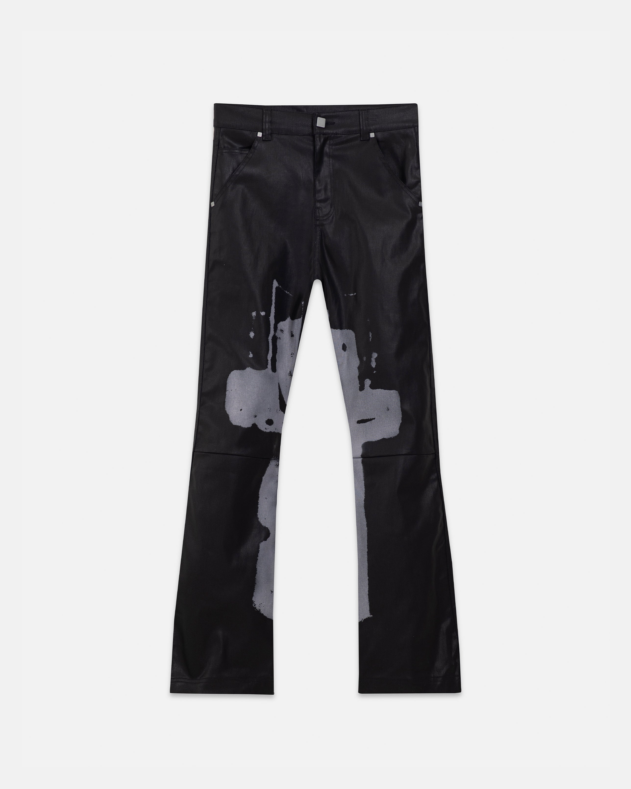 Act 1 Cross Leather Flare Jean Black