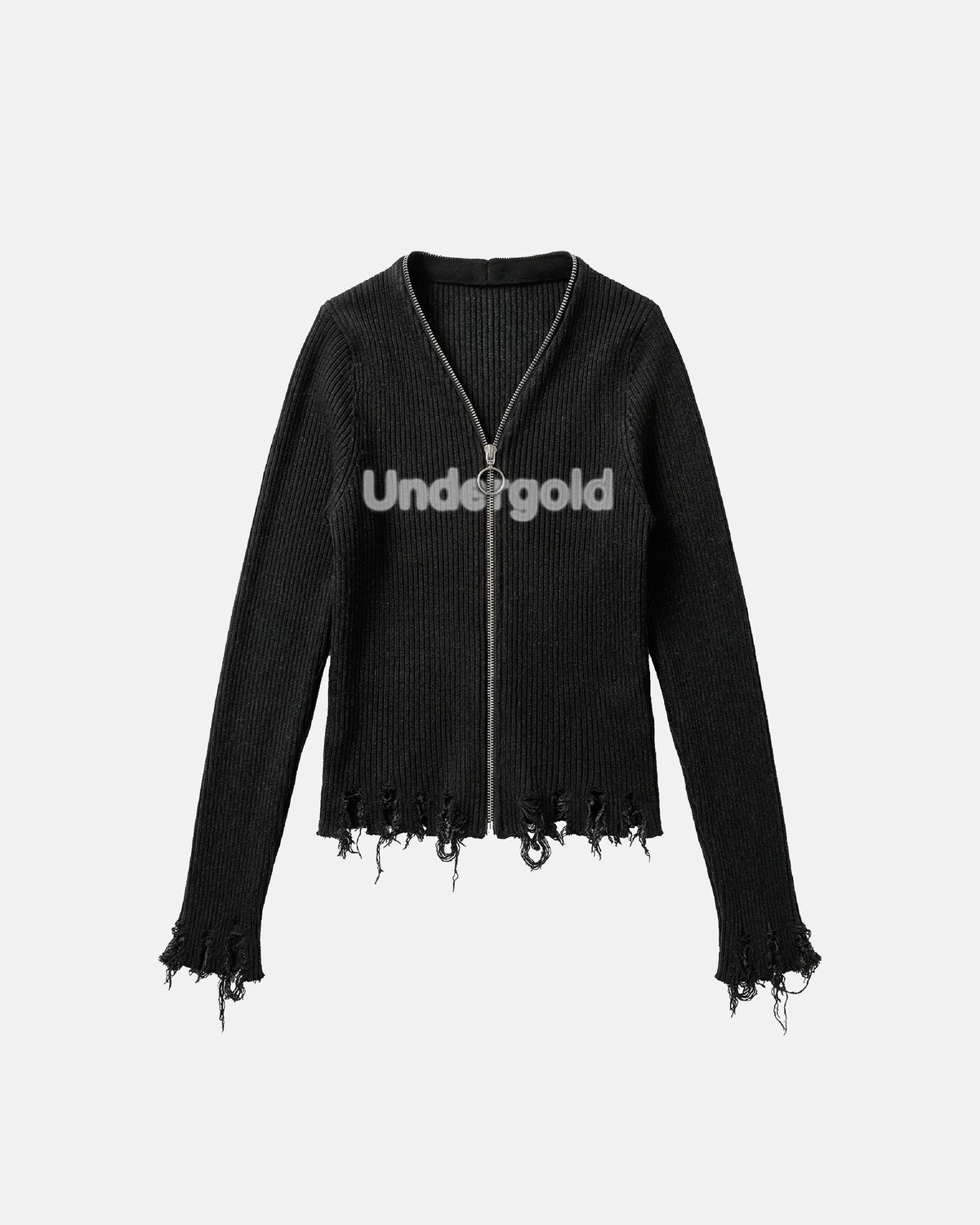 W Basics Undergold Zip Up Slim Fit Cardigan Black