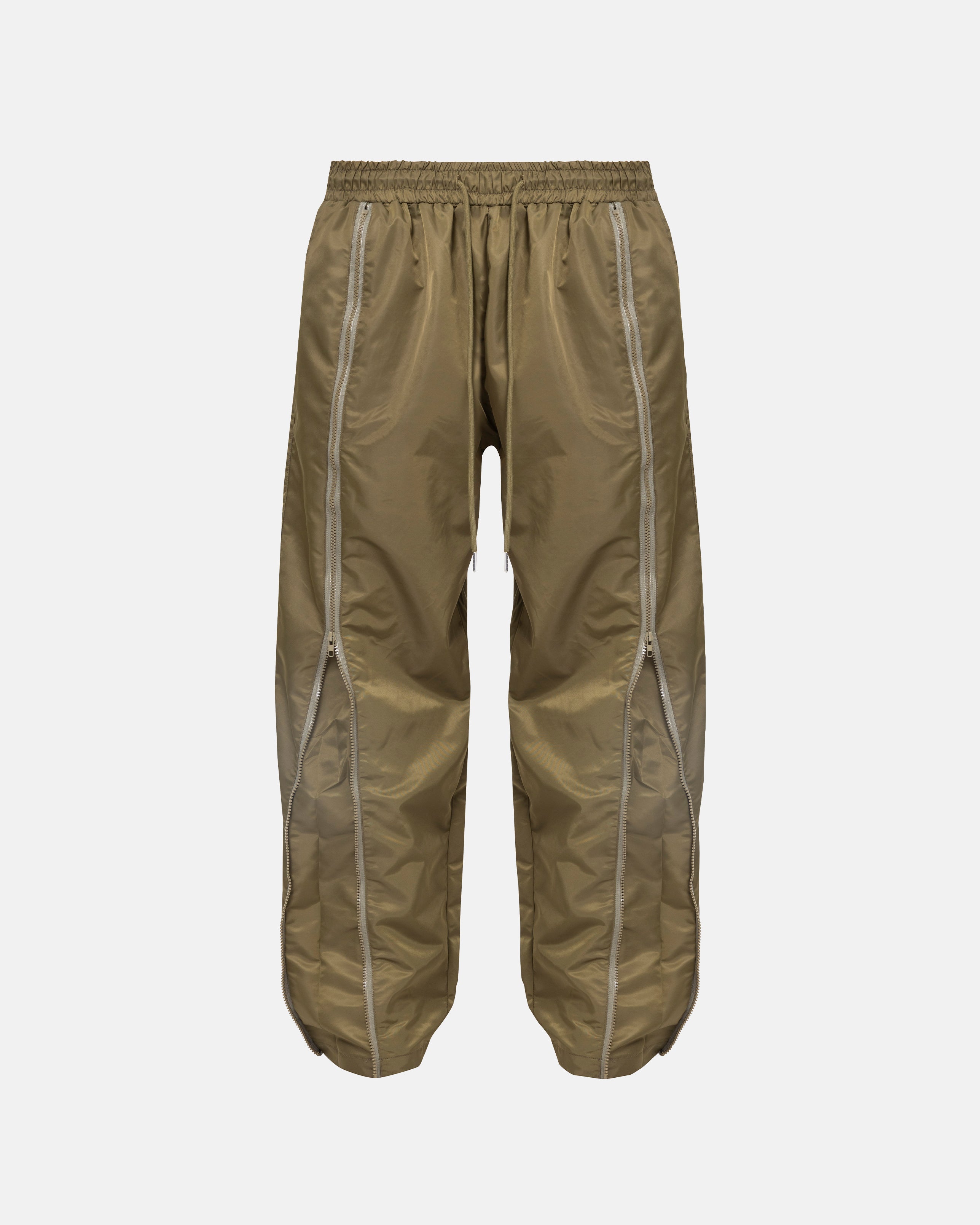 Basics Panelled Zip Up Cargo Pants Green