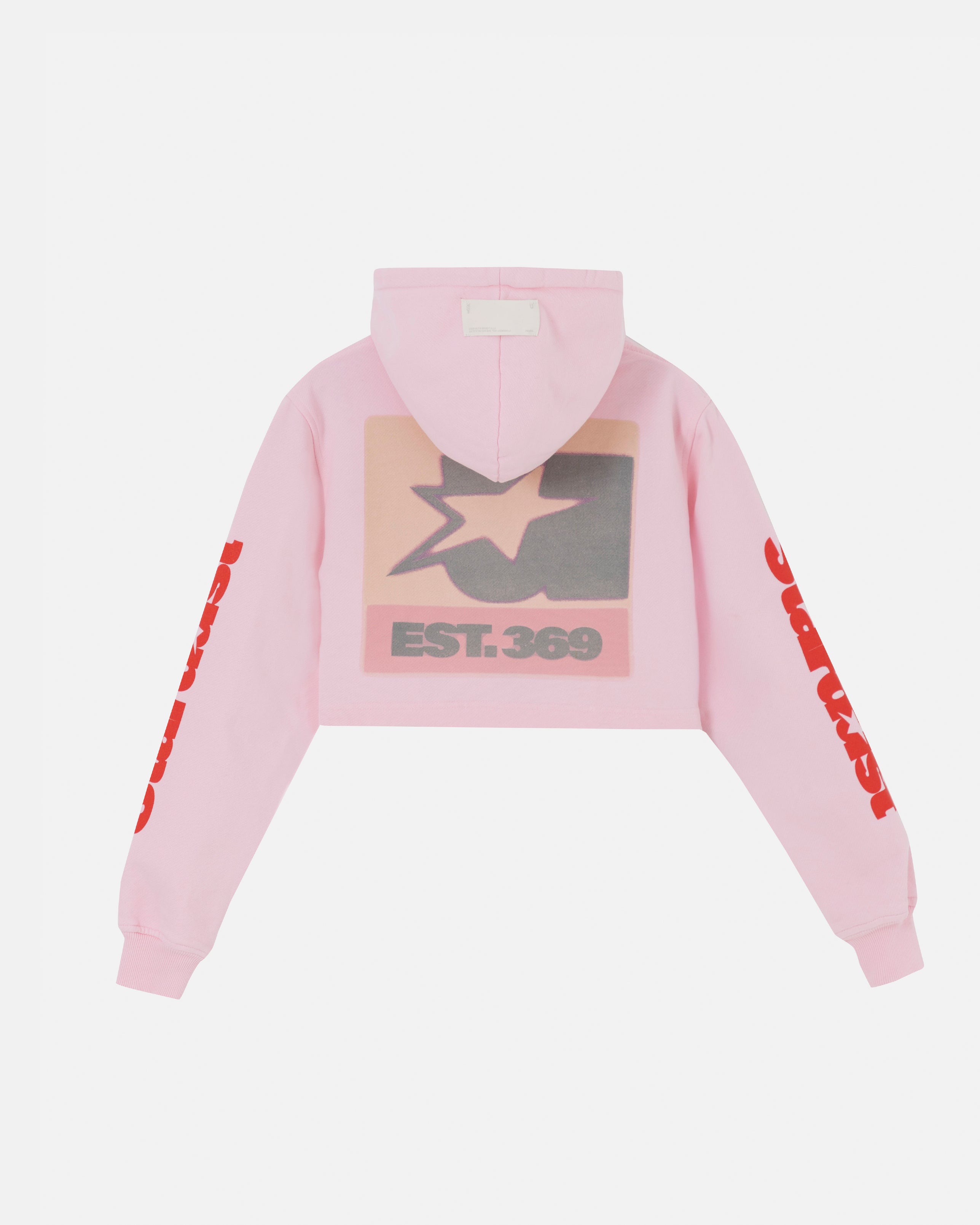W Stardust Symbol Slim Fit Zip Up Cropped Hoodie Pink