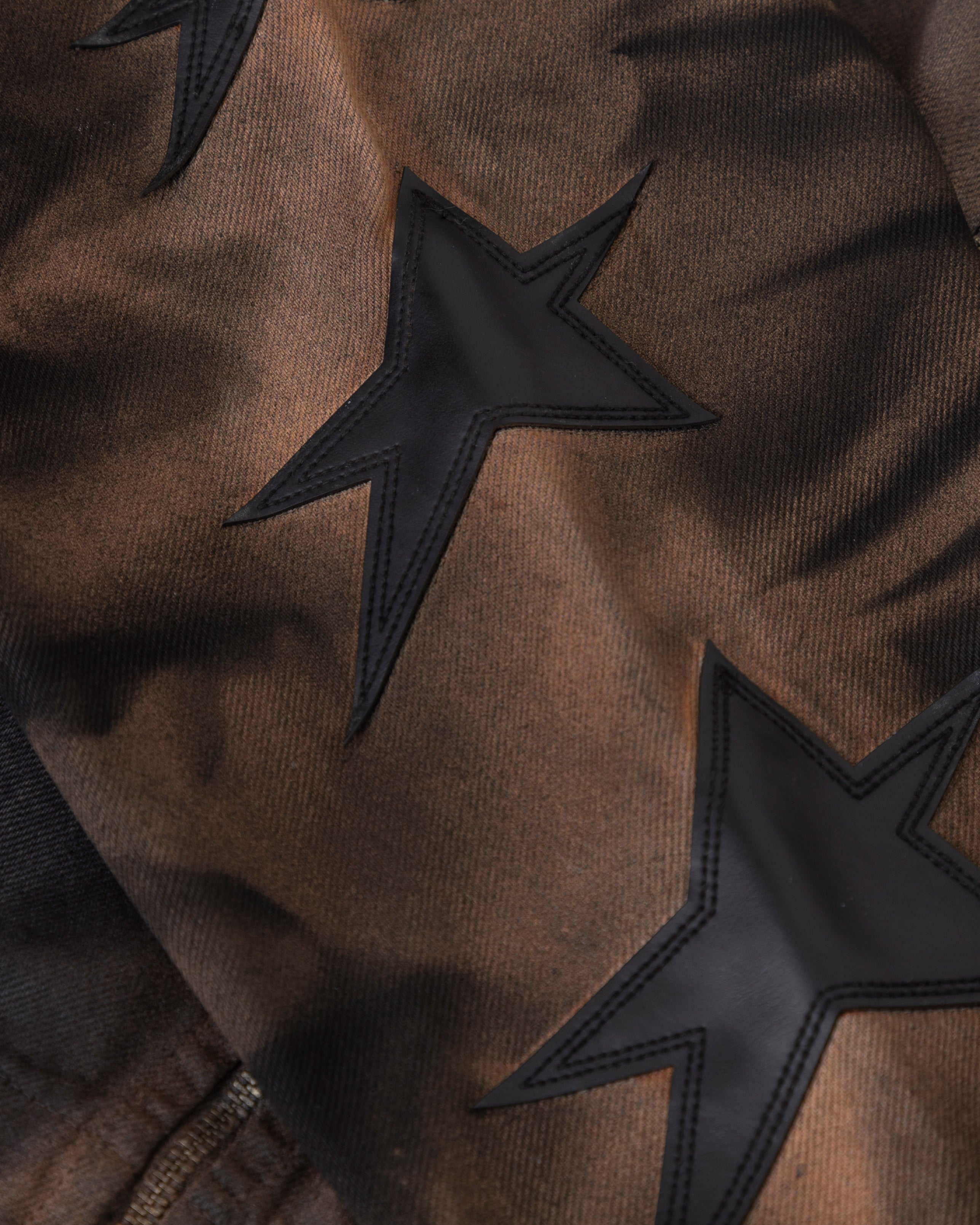 W Stardust Stars Tall Neck Zip Up Jacket Vintage Brown