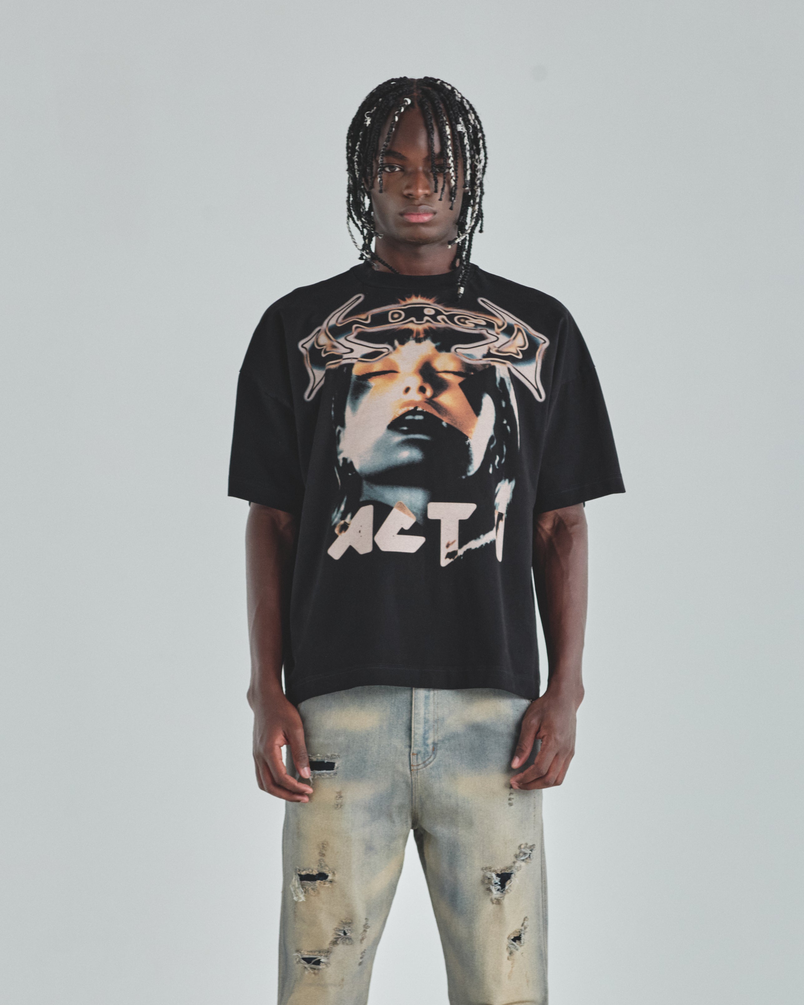 Act 1 Destiny Boxy Fit Tshirt Black