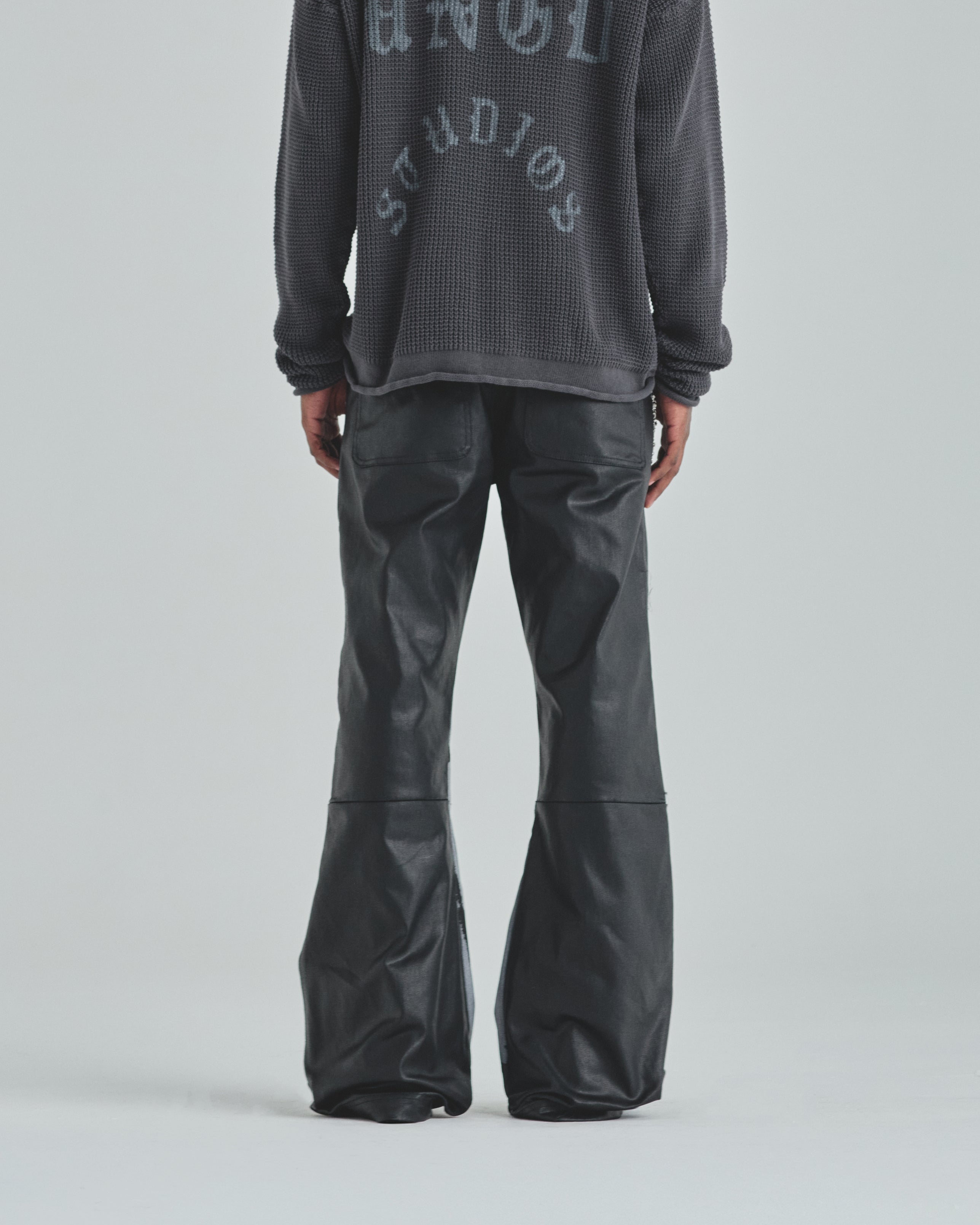 Act 1 Cross Leather Flare Jean Black
