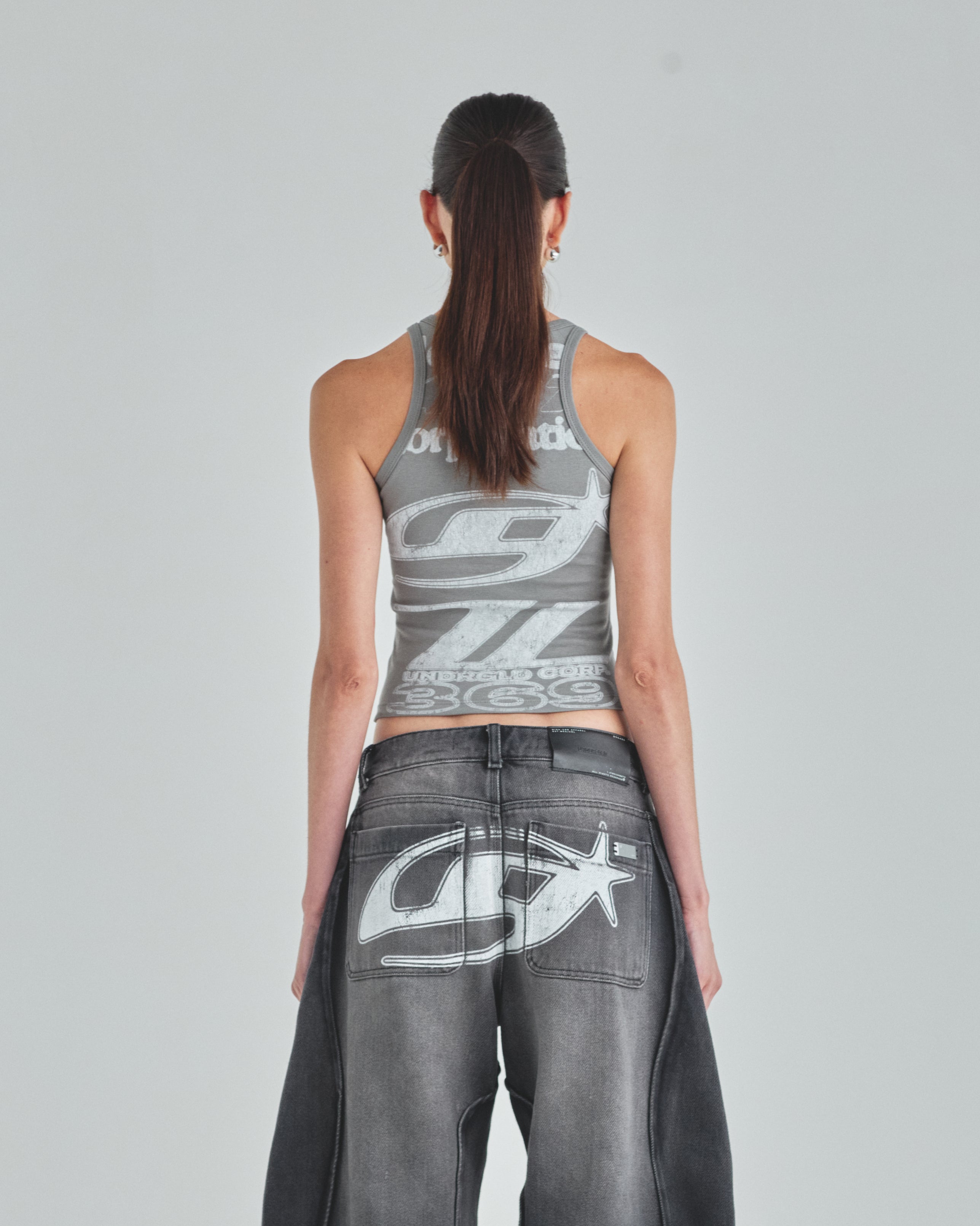 Act 1 Racer Halter Tank Top Gray