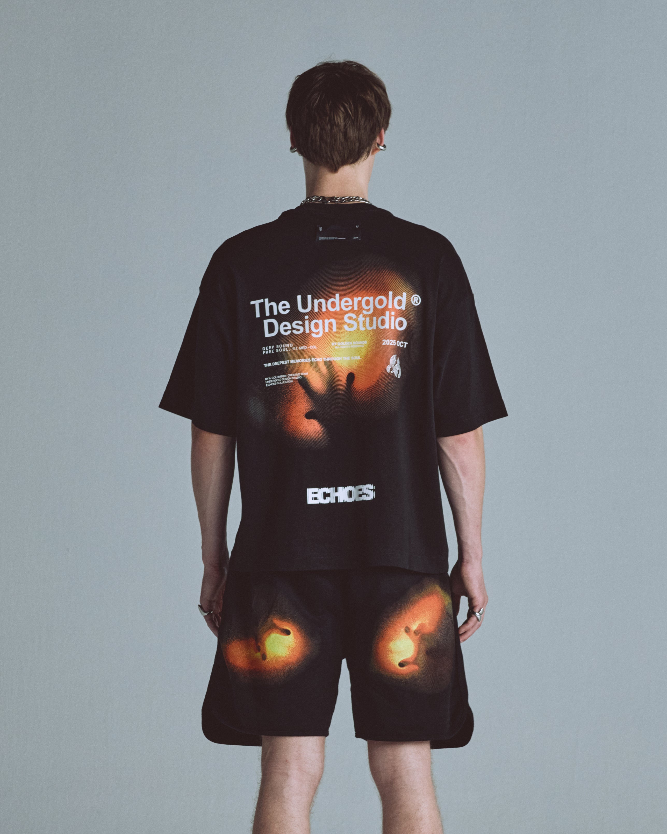 Echoes Pulse Boxy Fit Tshirt Black
