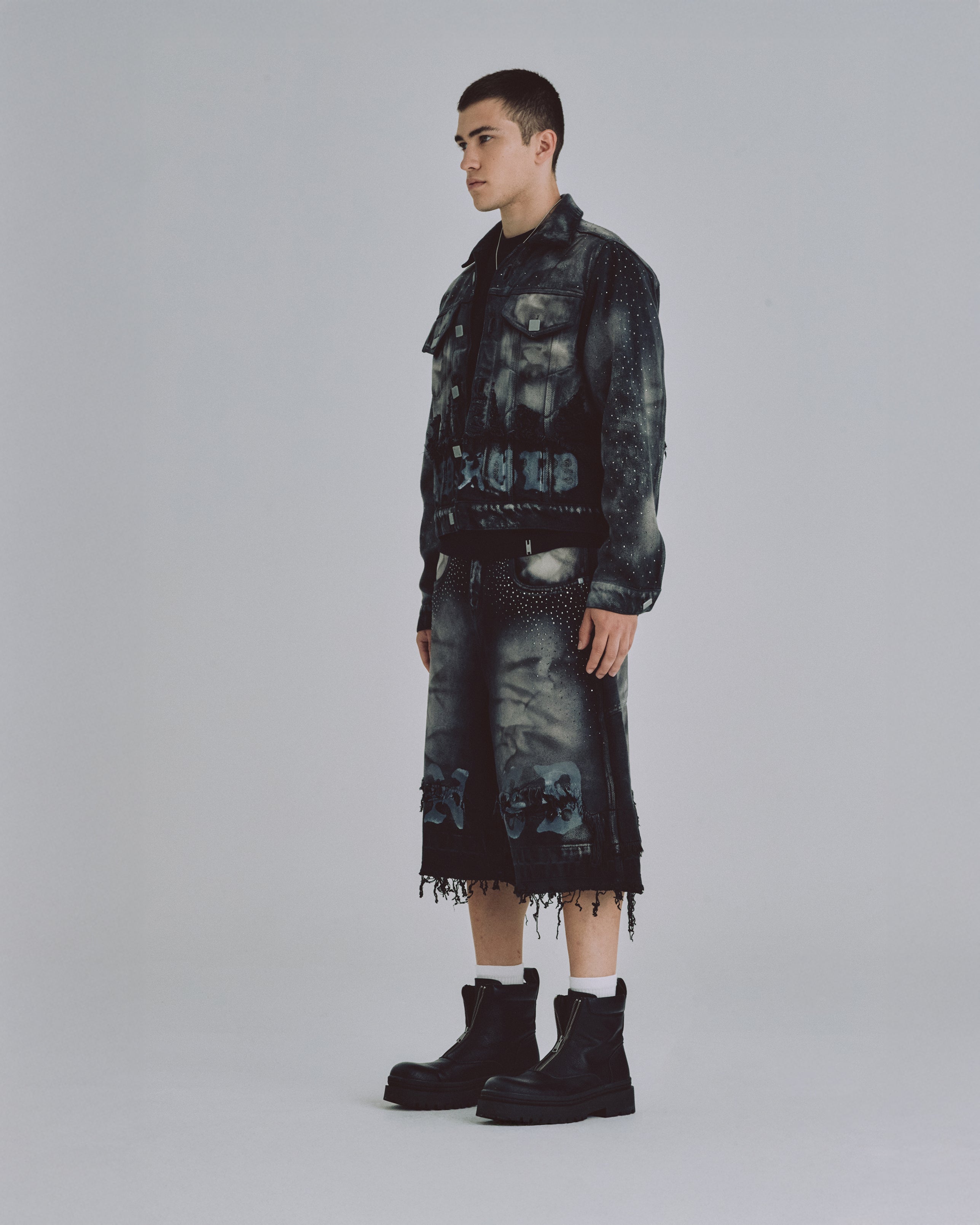 94' UNDRGLD Double Destroyed Jacket Vintage Gray