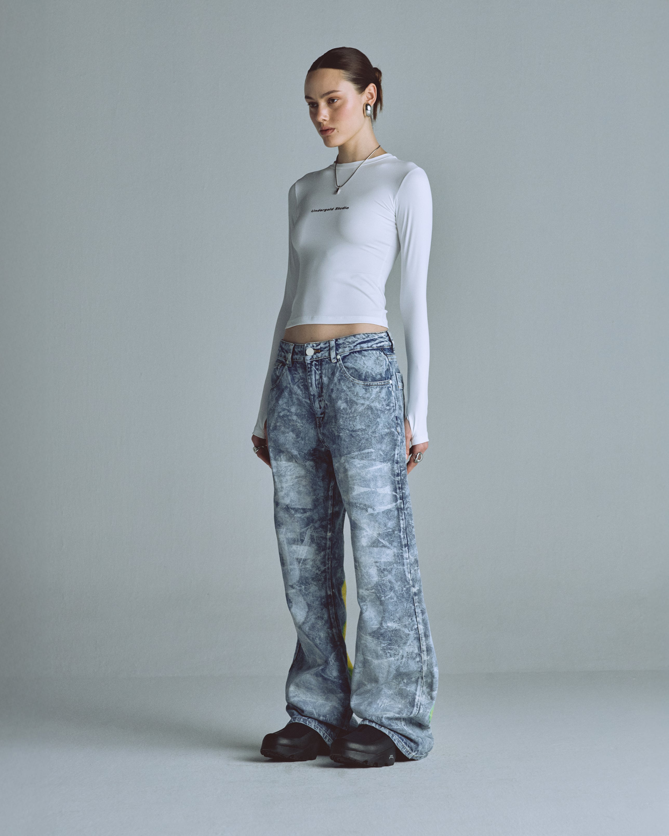 W Echoes Echo Wide Jeans Washed Blue