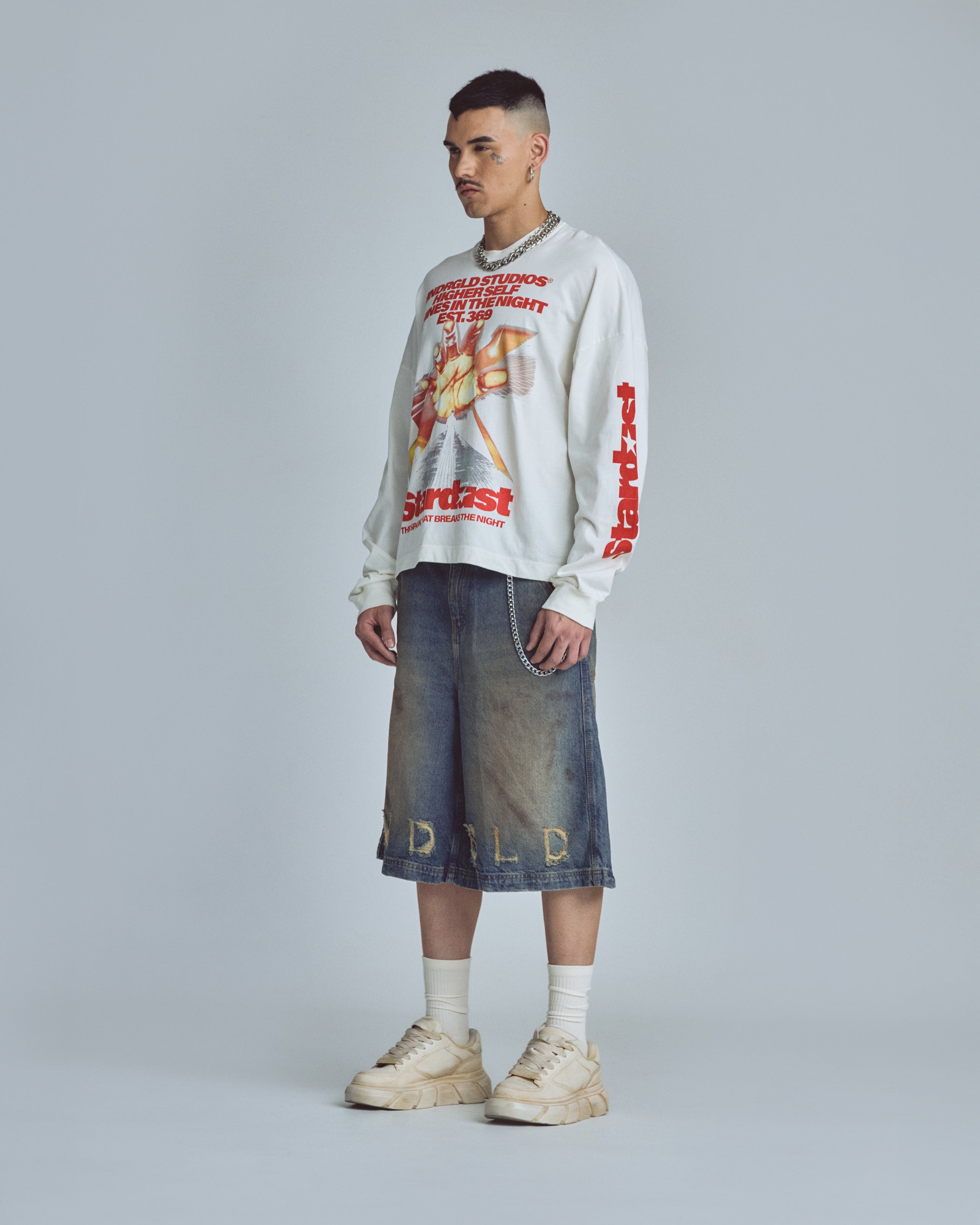 Stardust Rush Boxy Fit Long Sleeve Tshirt White