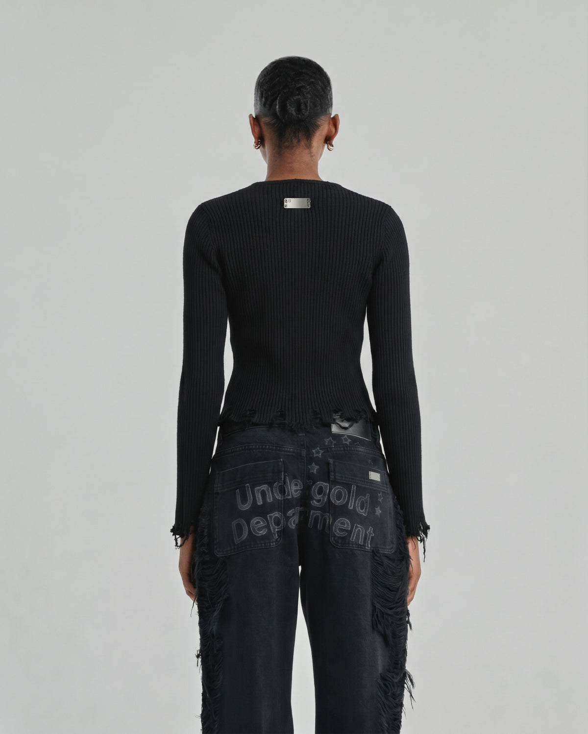 W Basics Undergold Zip Up Slim Fit Cardigan Black