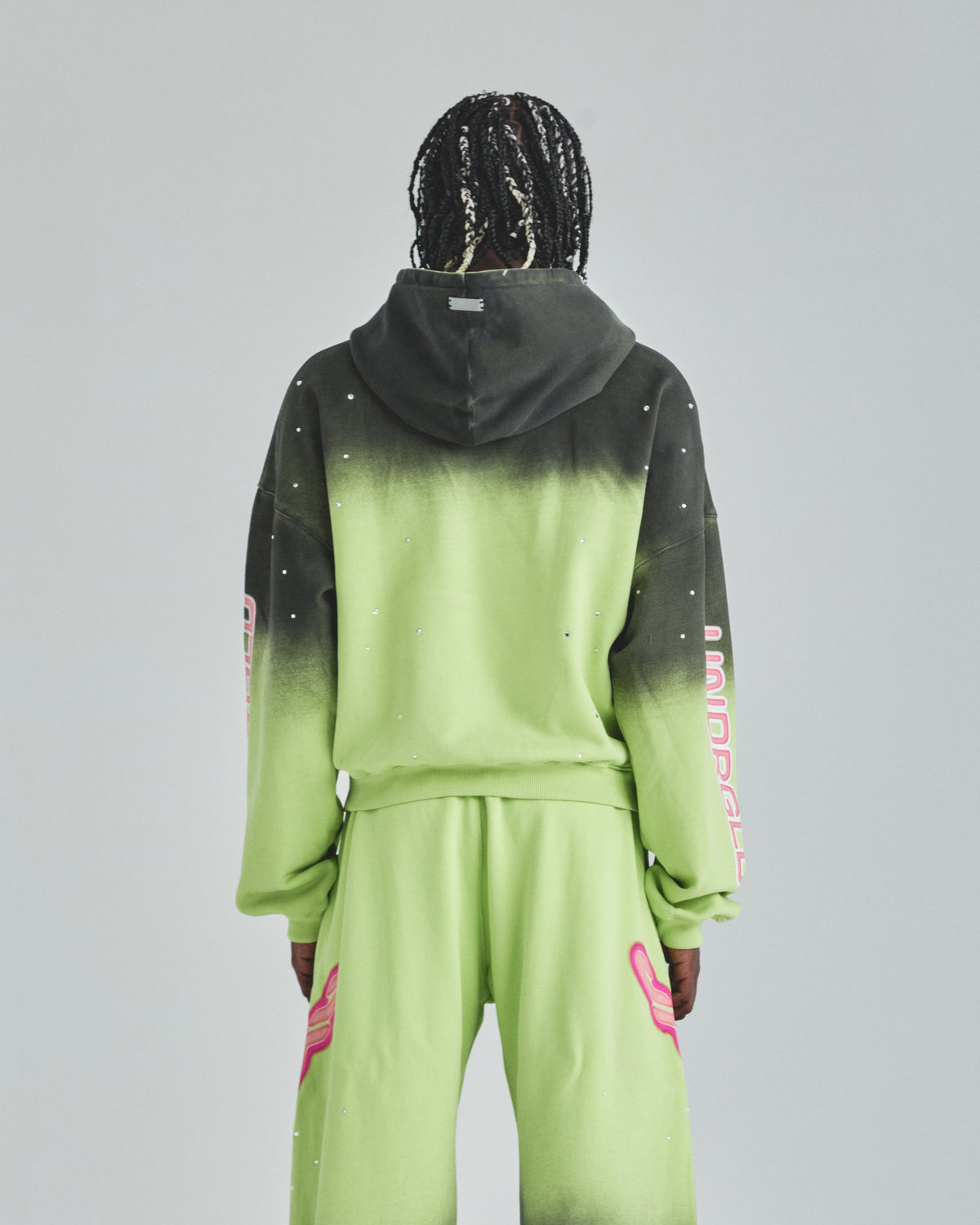 Act 1 Neon Boxy Fit Hoodie Faded Green