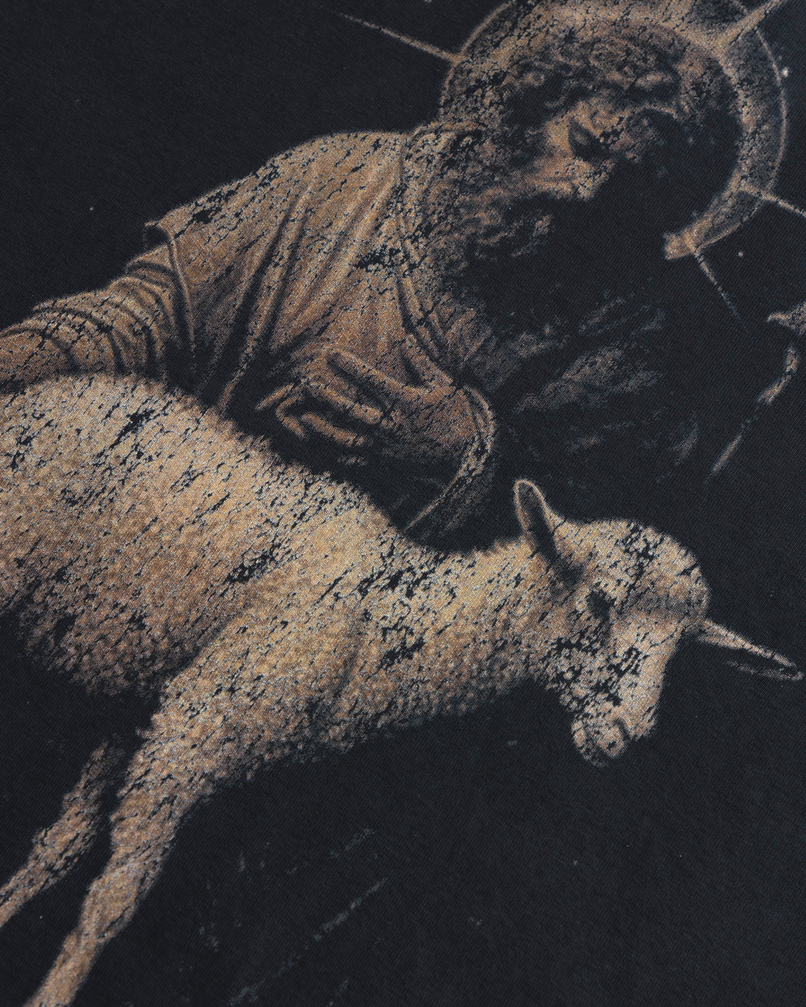 Agnus Dei Saint Shepherd Boxy Fit Tshirt Vintage Black