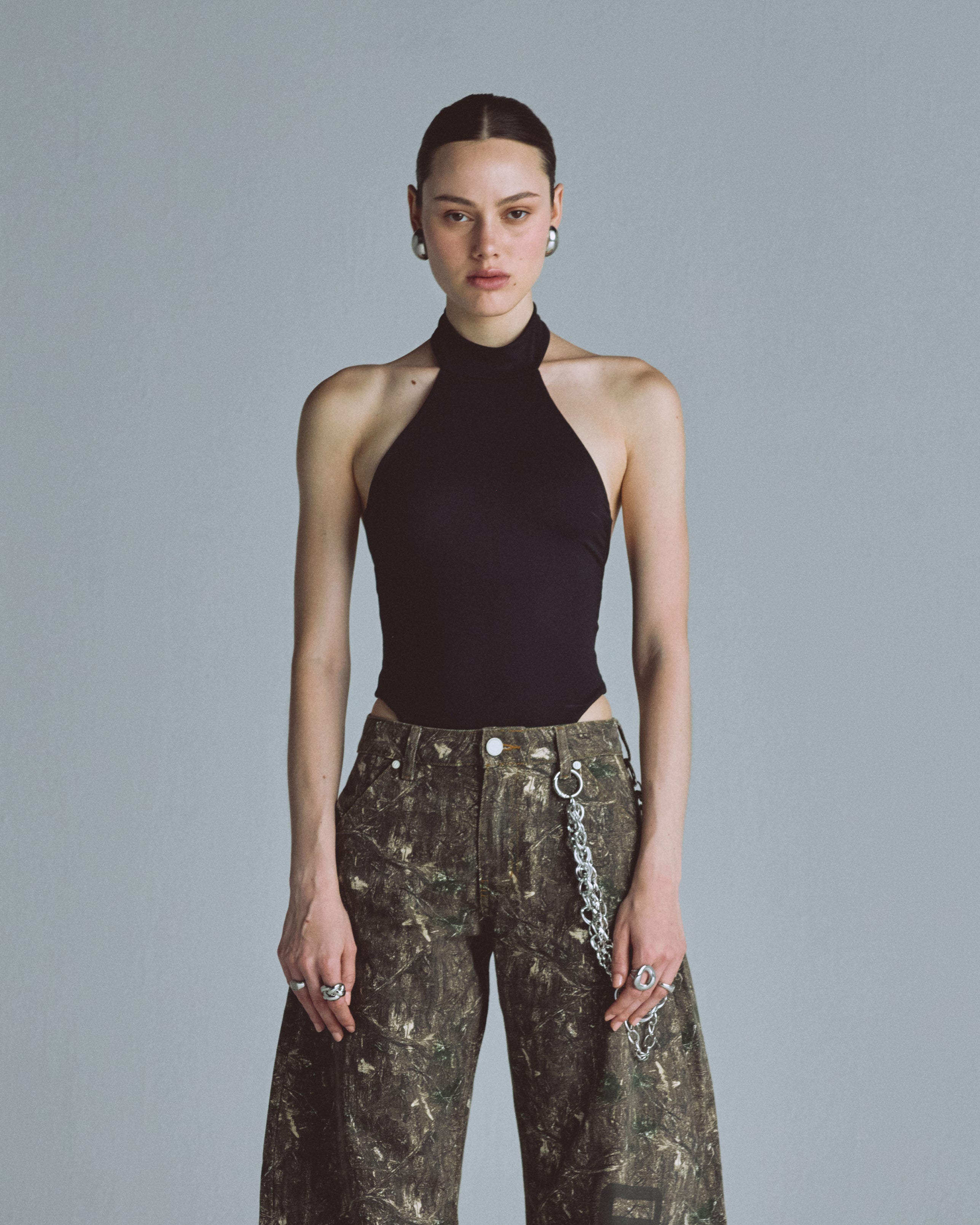 Basics Backless Halter Body Black