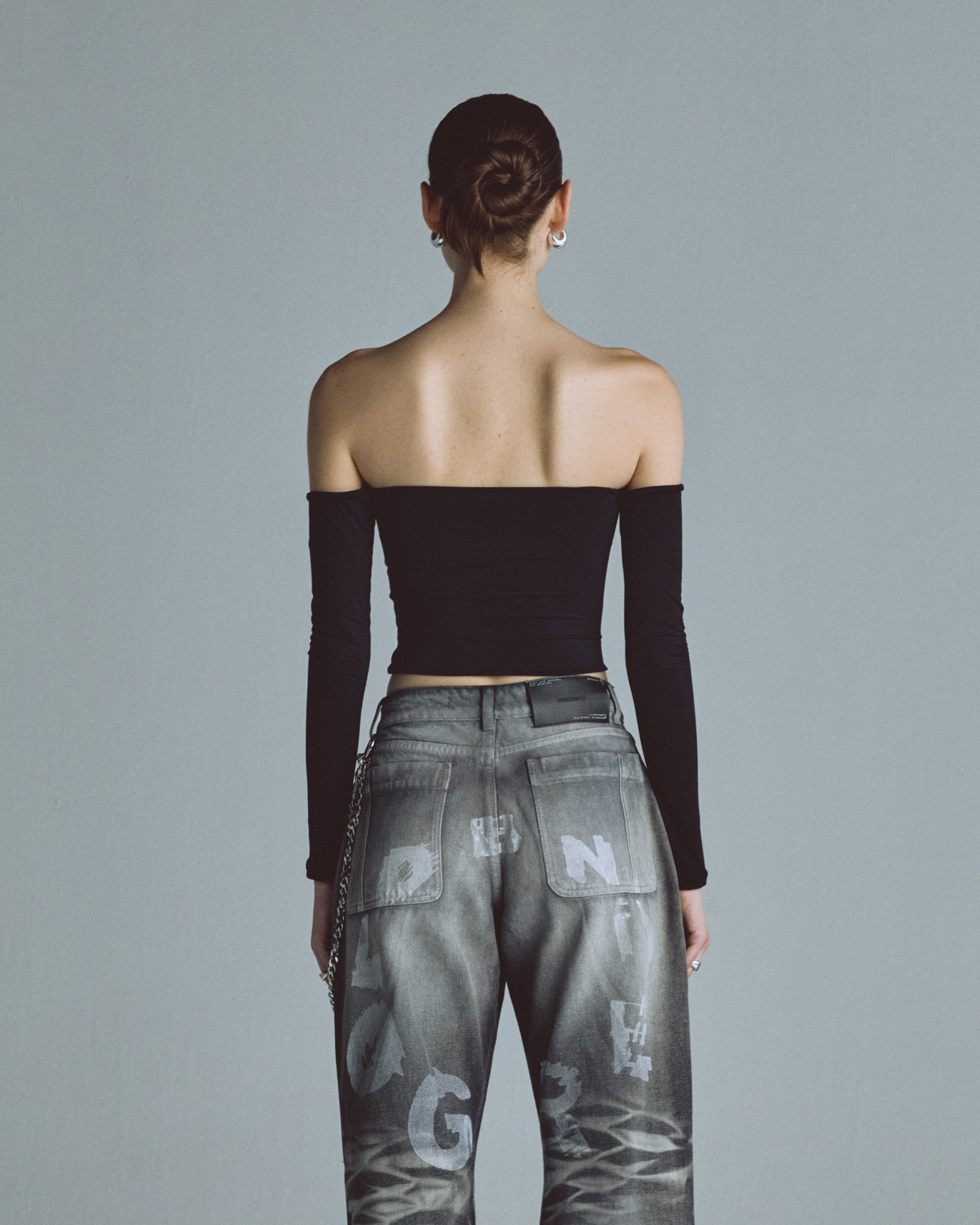 Basics Off Shoulder Long Sleeve Top Black