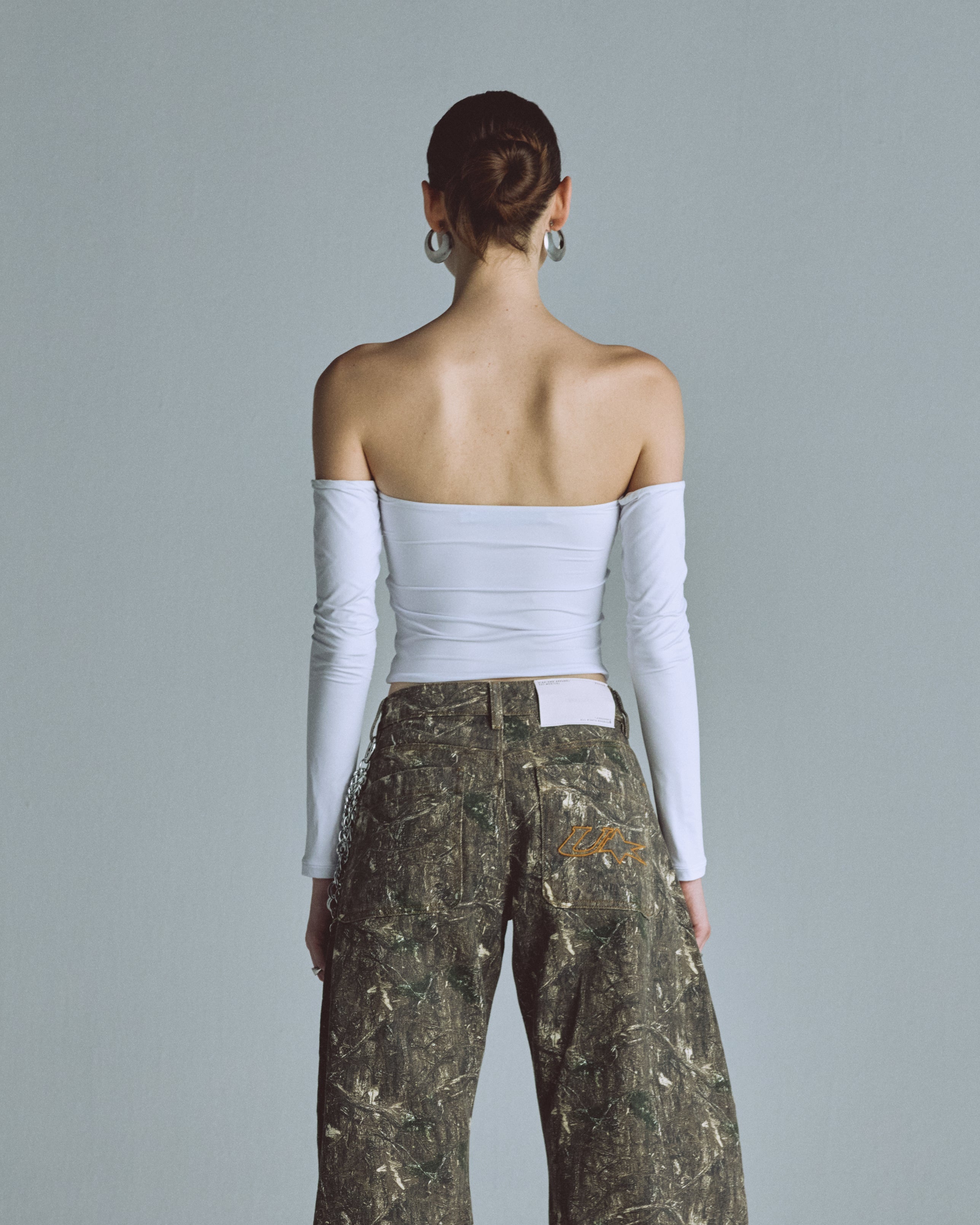 Basics Off Shoulder Long Sleeve Top White