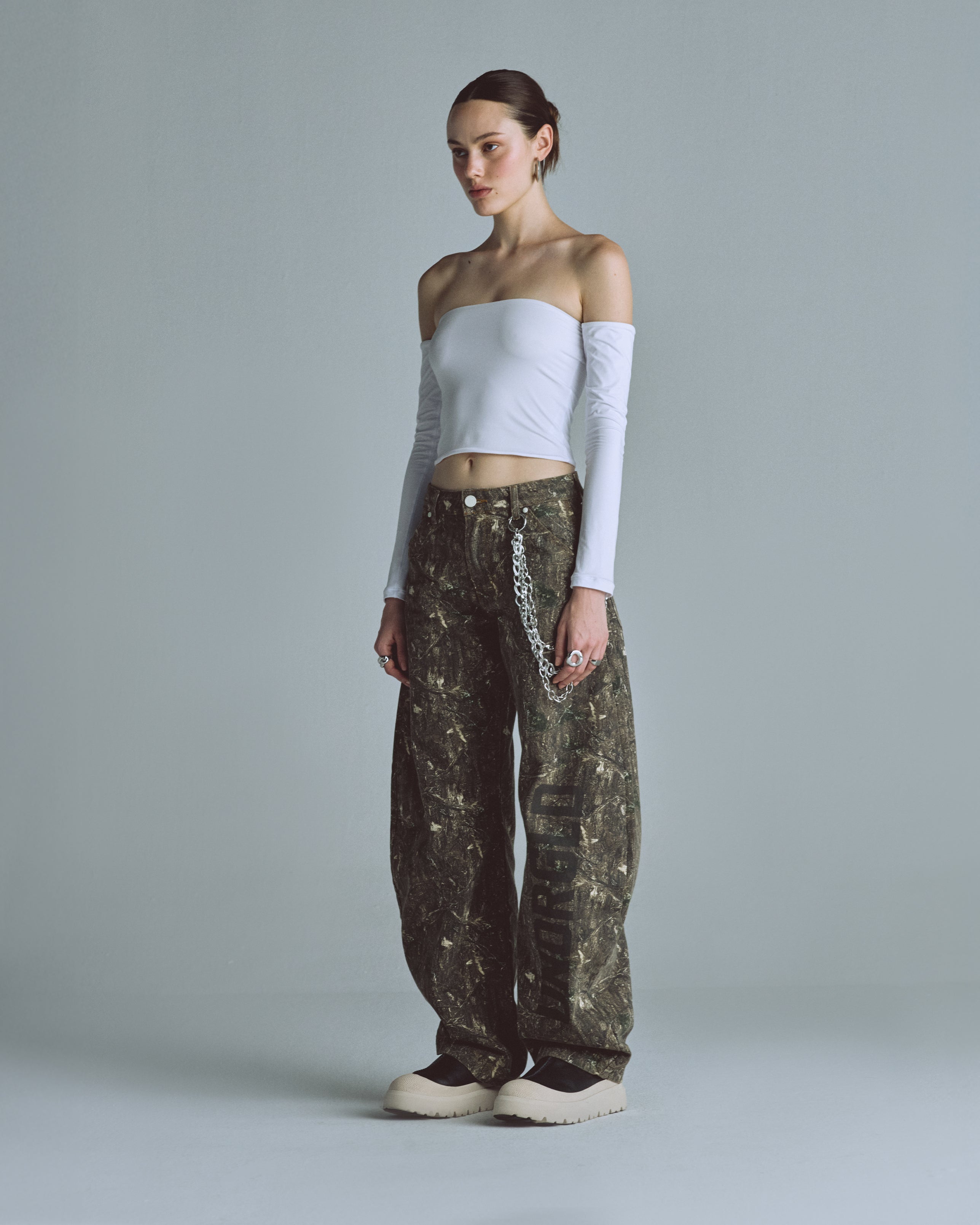 Basics Off Shoulder Long Sleeve Top White