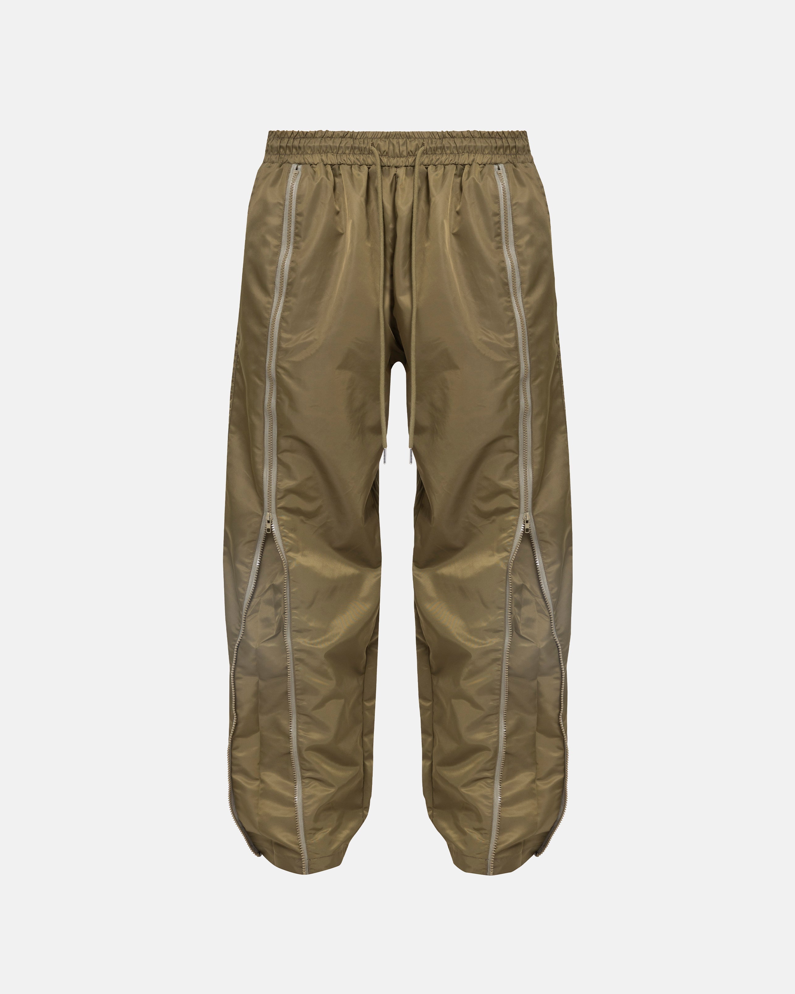 Basics Panelled Zip Up Cargo Pants Green