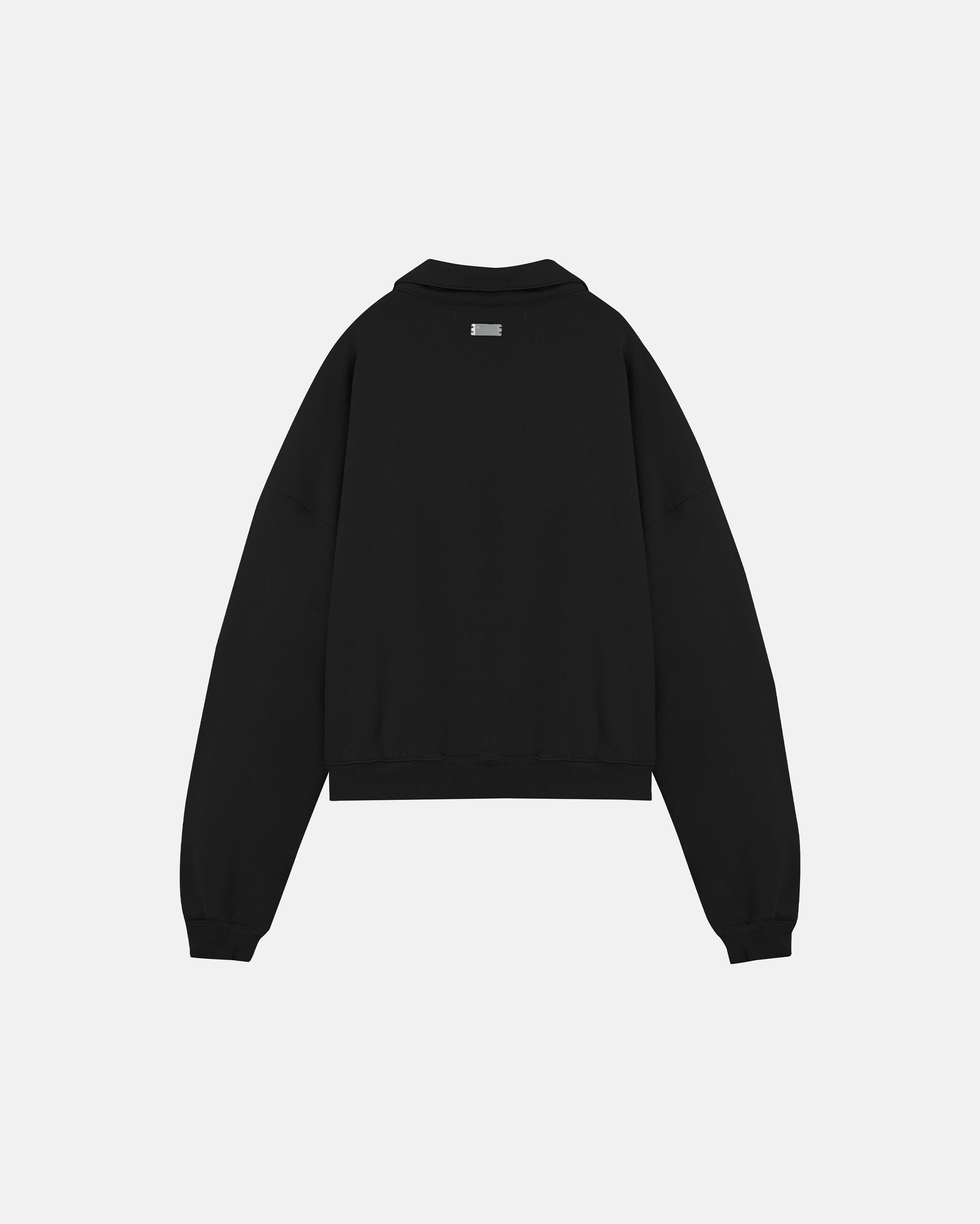 Basics Polo Collar Boxy Fit Hoodie Black