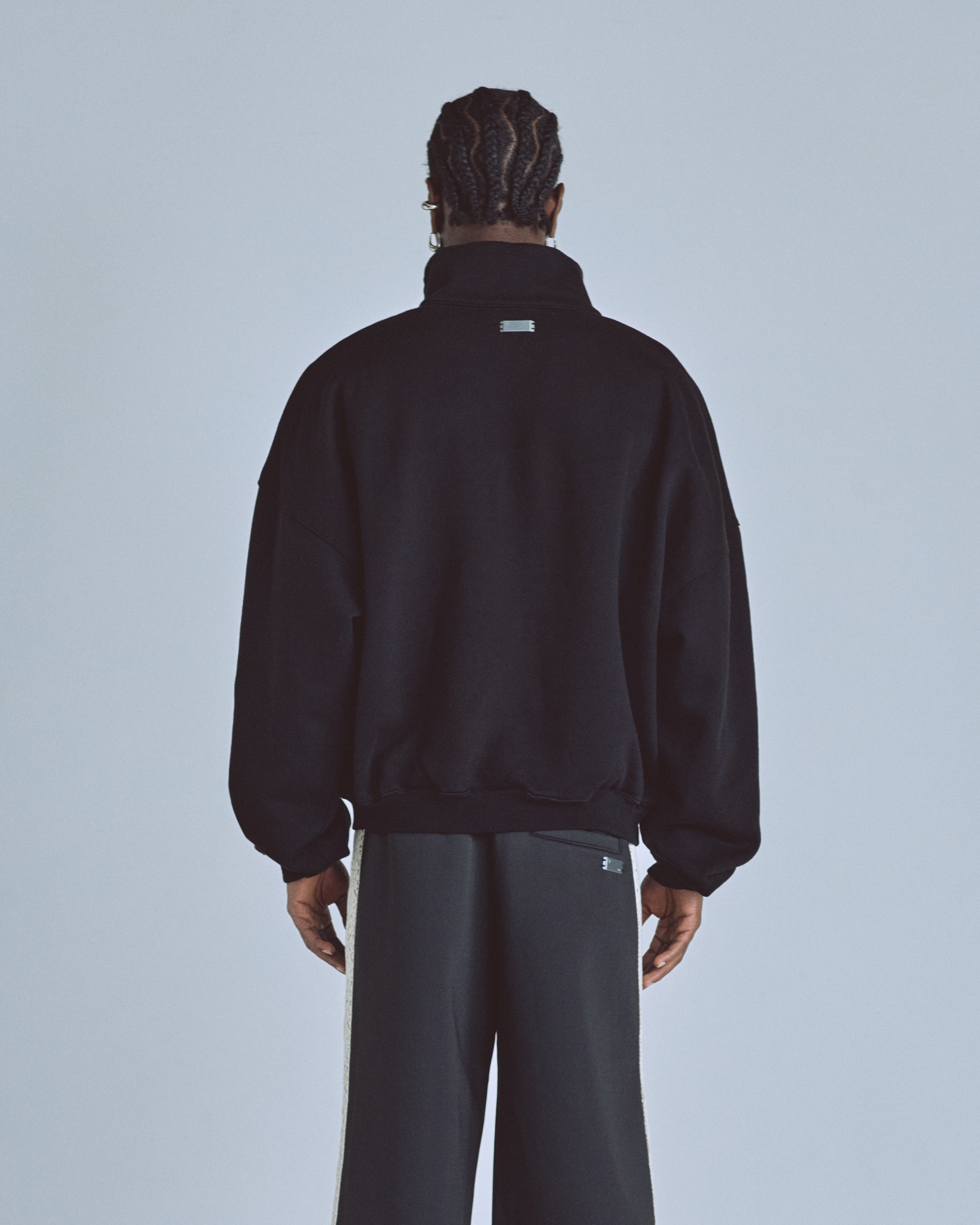 Basics Polo Collar Boxy Fit Hoodie Black