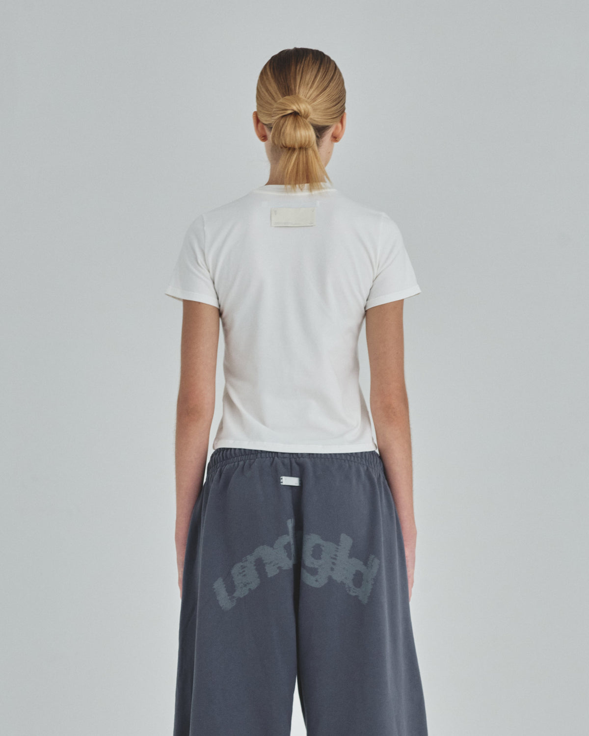 Basics Rhinestone UNDGLD Long Baby Tee White