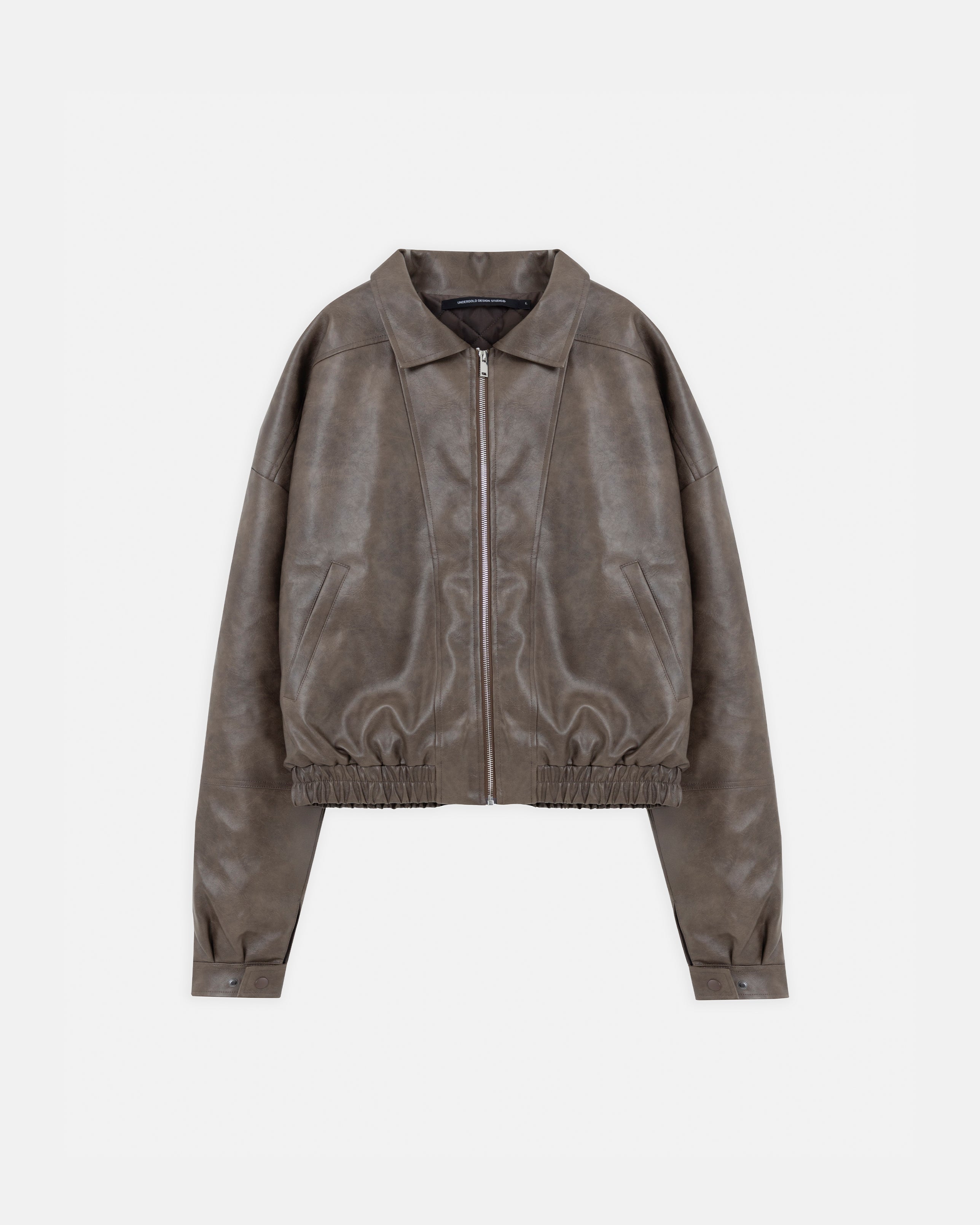 Basics Vintage Panelled Bomber Jacket Brown