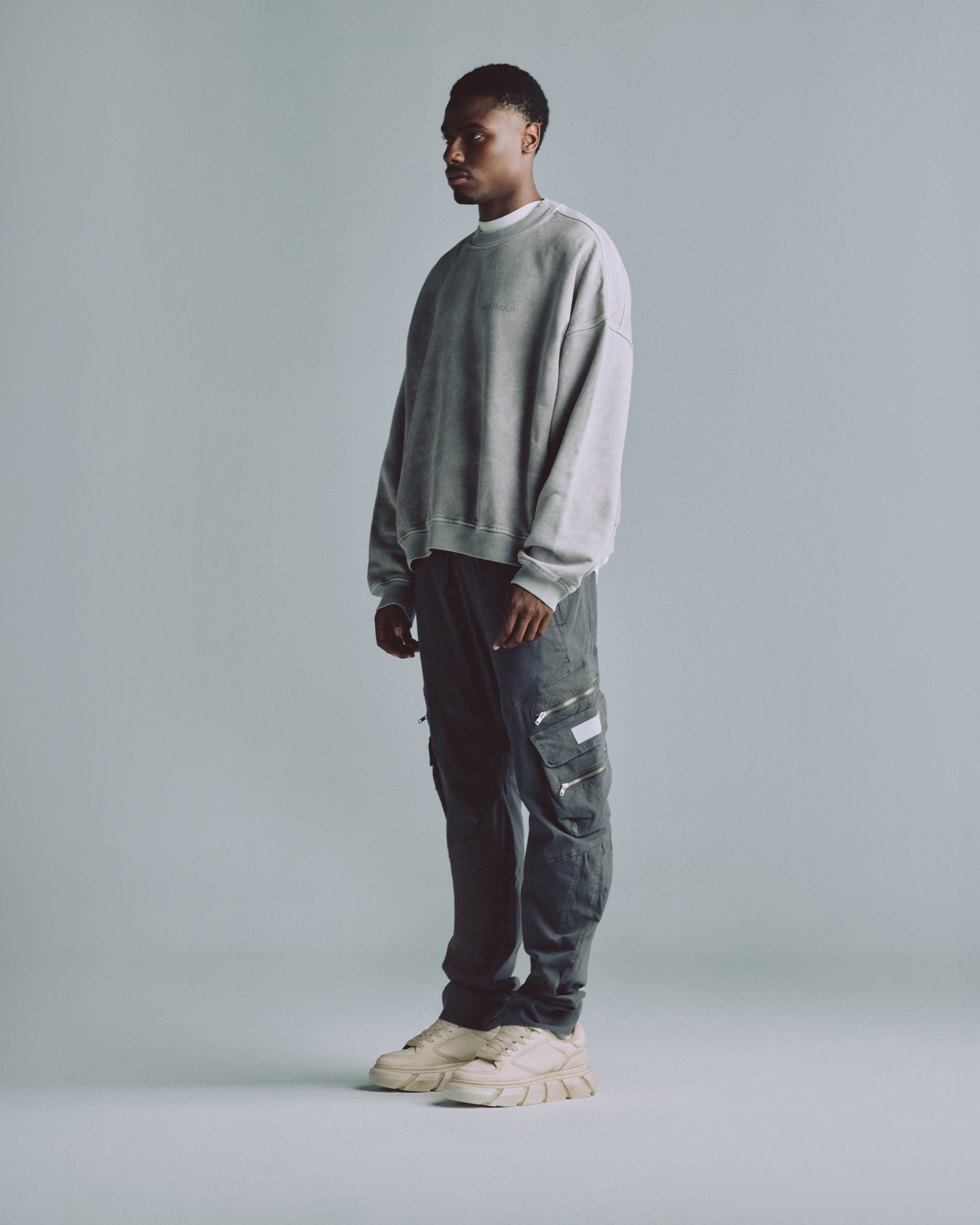 Basics Wide Cargo Pants Silver