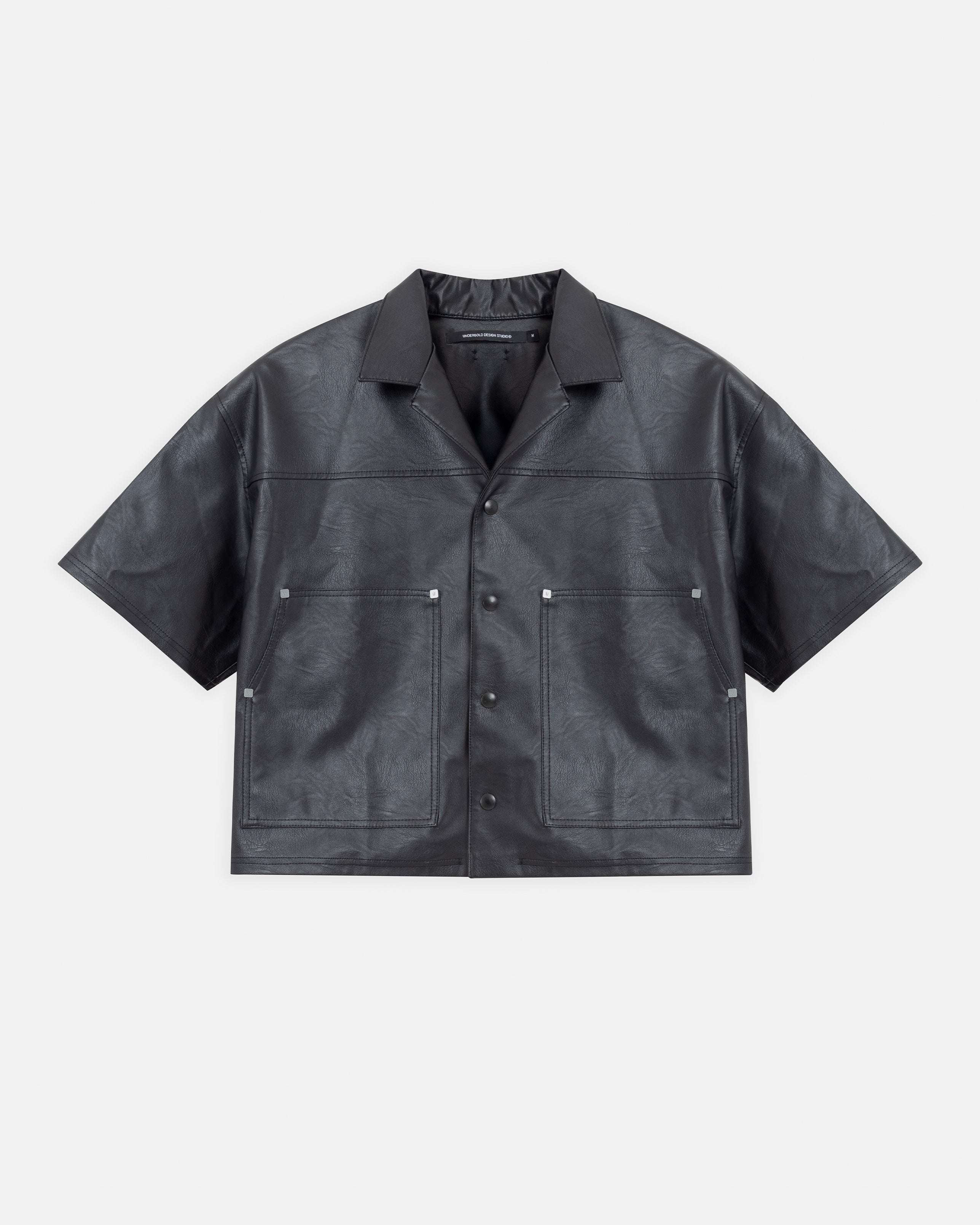 Capsule Basic Pleather Boxy Fit Shirt Black