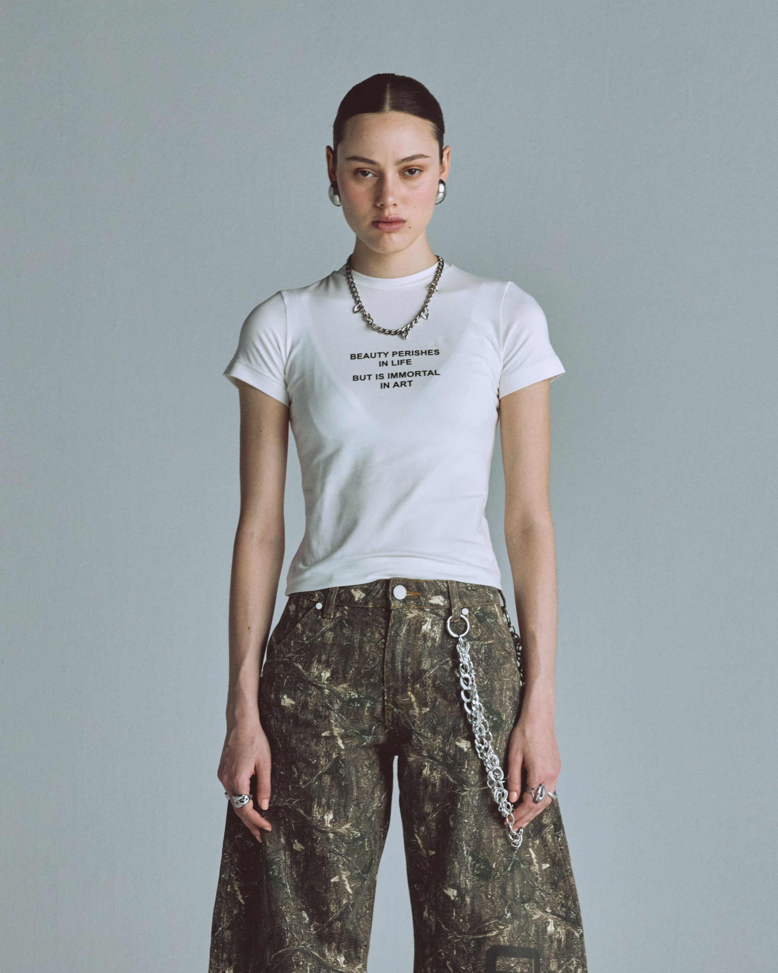 Echoes Beauty Long Baby Tee White