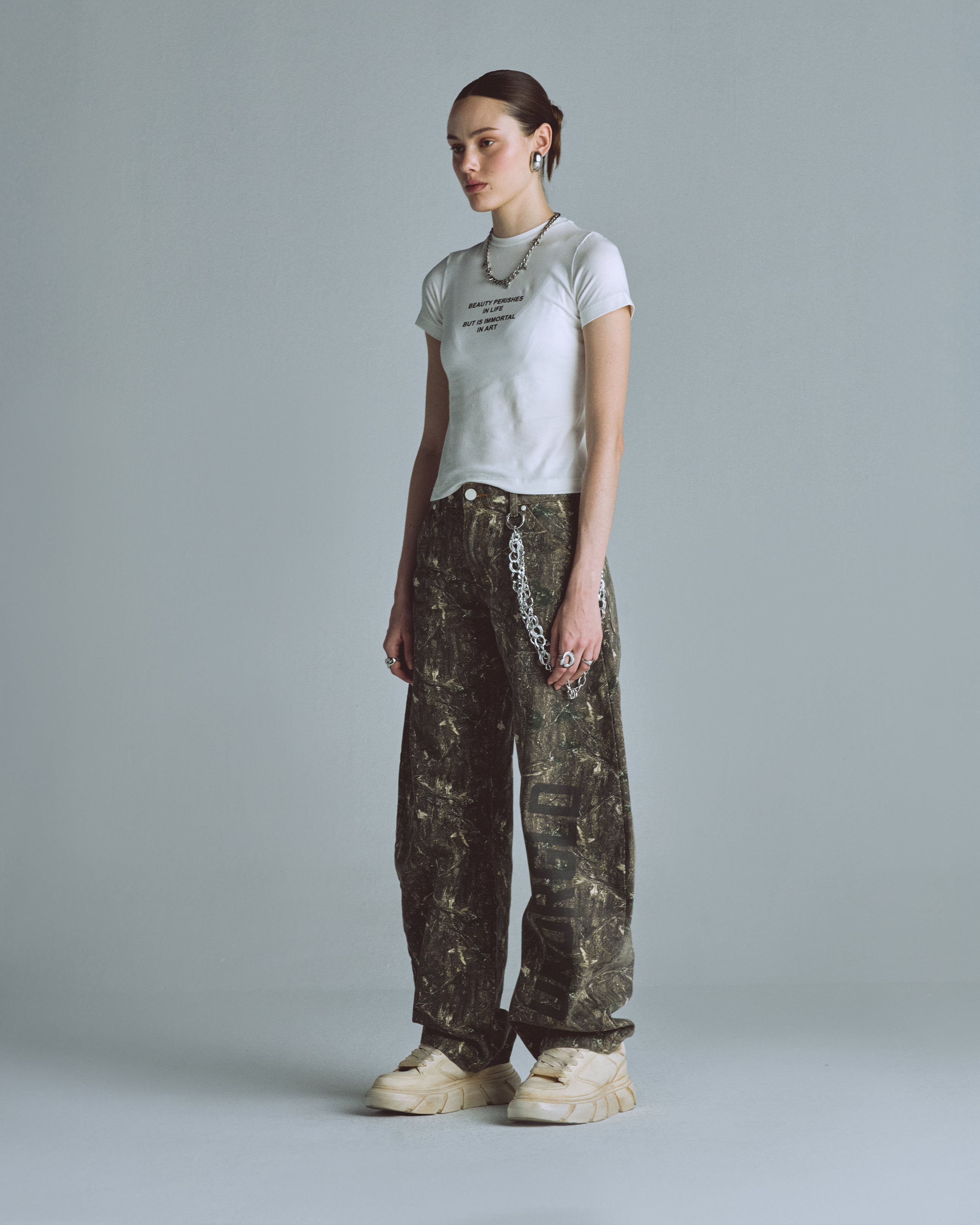 Echoes Beauty Long Baby Tee White