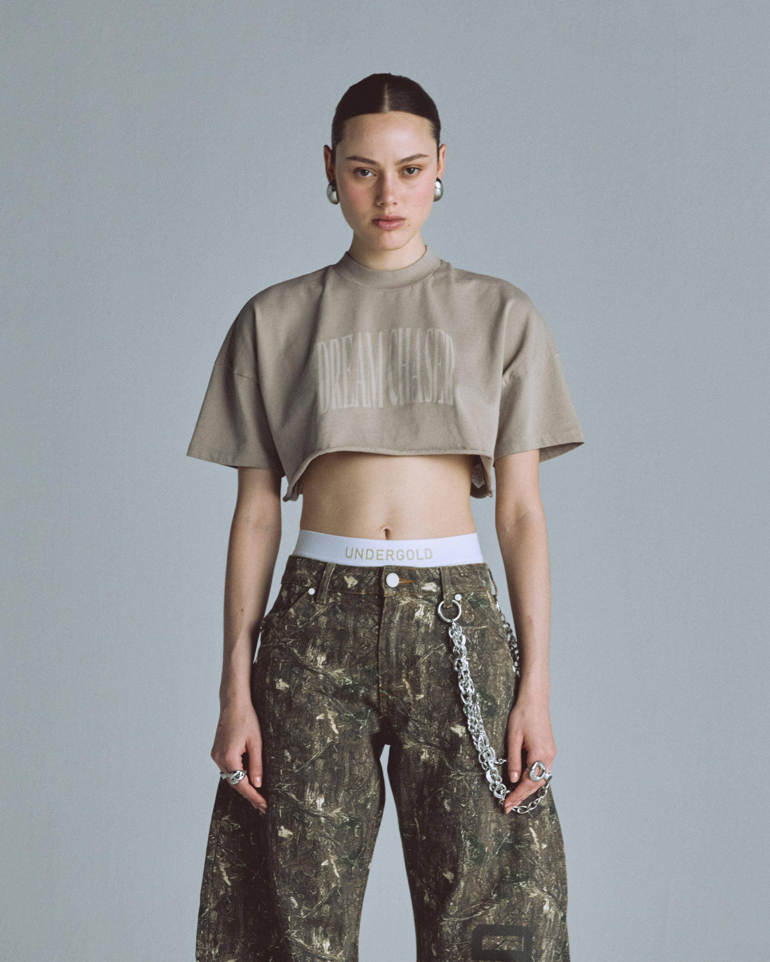 Echoes Dream Chaser Crop Top Light Brown