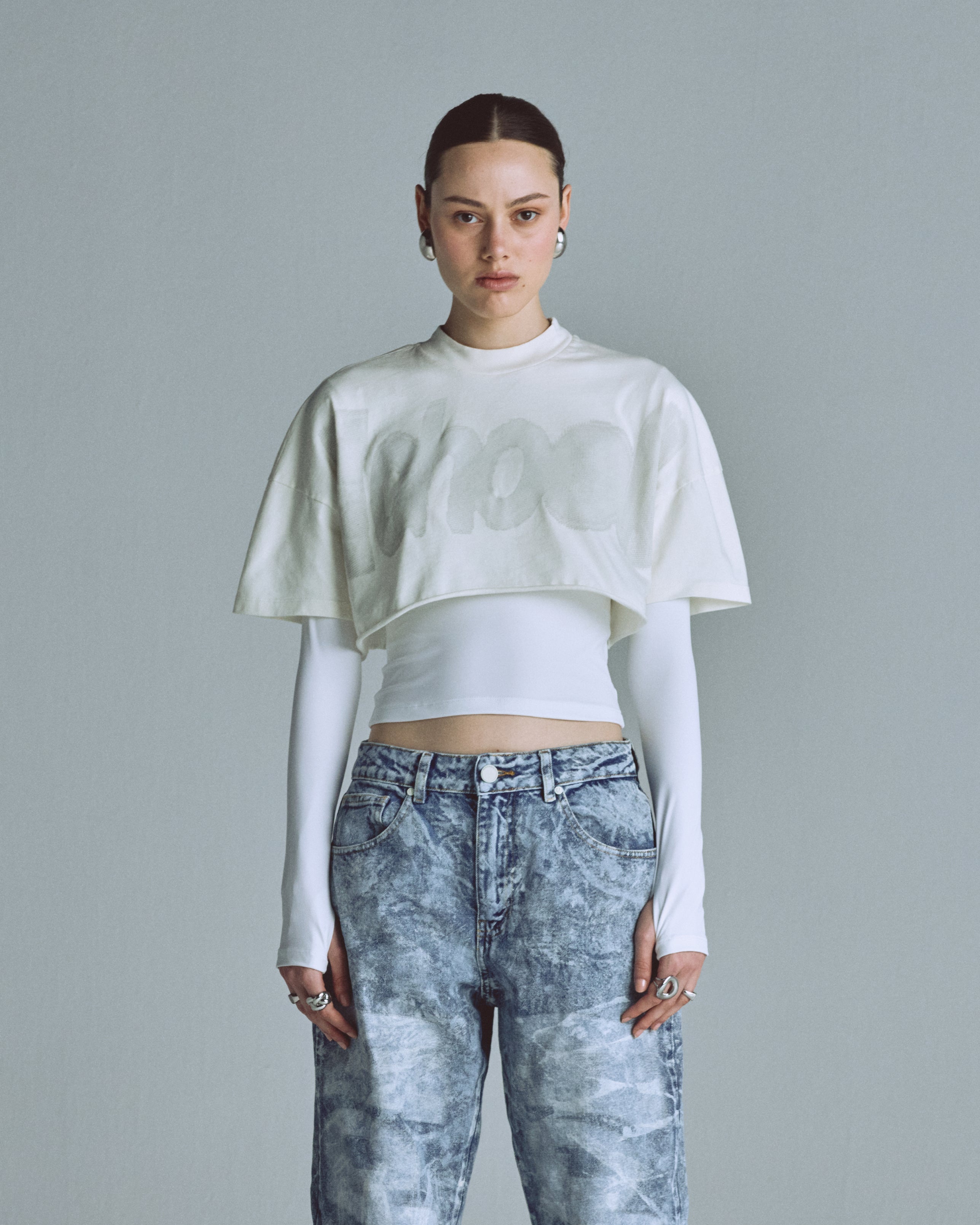Echoes Echo Crop Top White