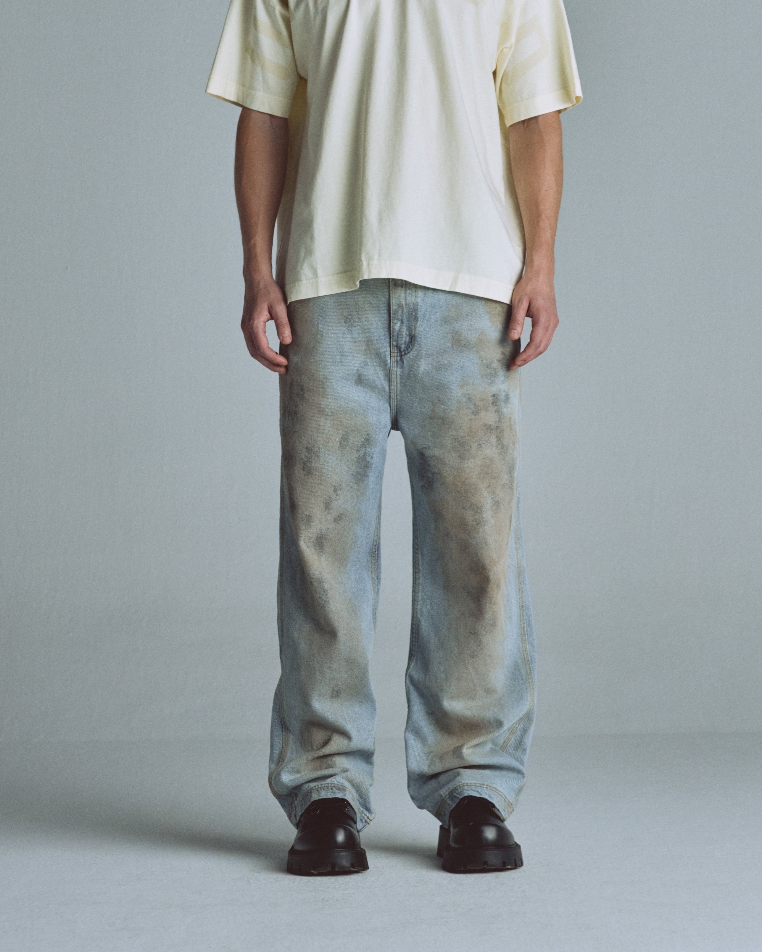 Echoes U Star Wide Jeans Washed Blue