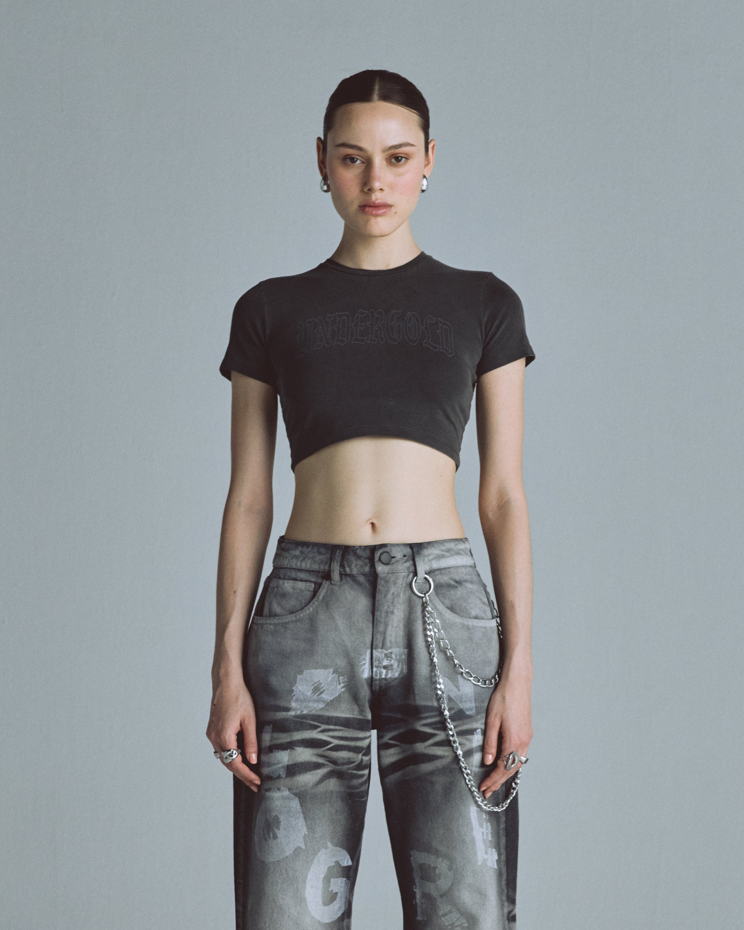 Echoes UNDRGLD Baby Tee Old Washed Gray