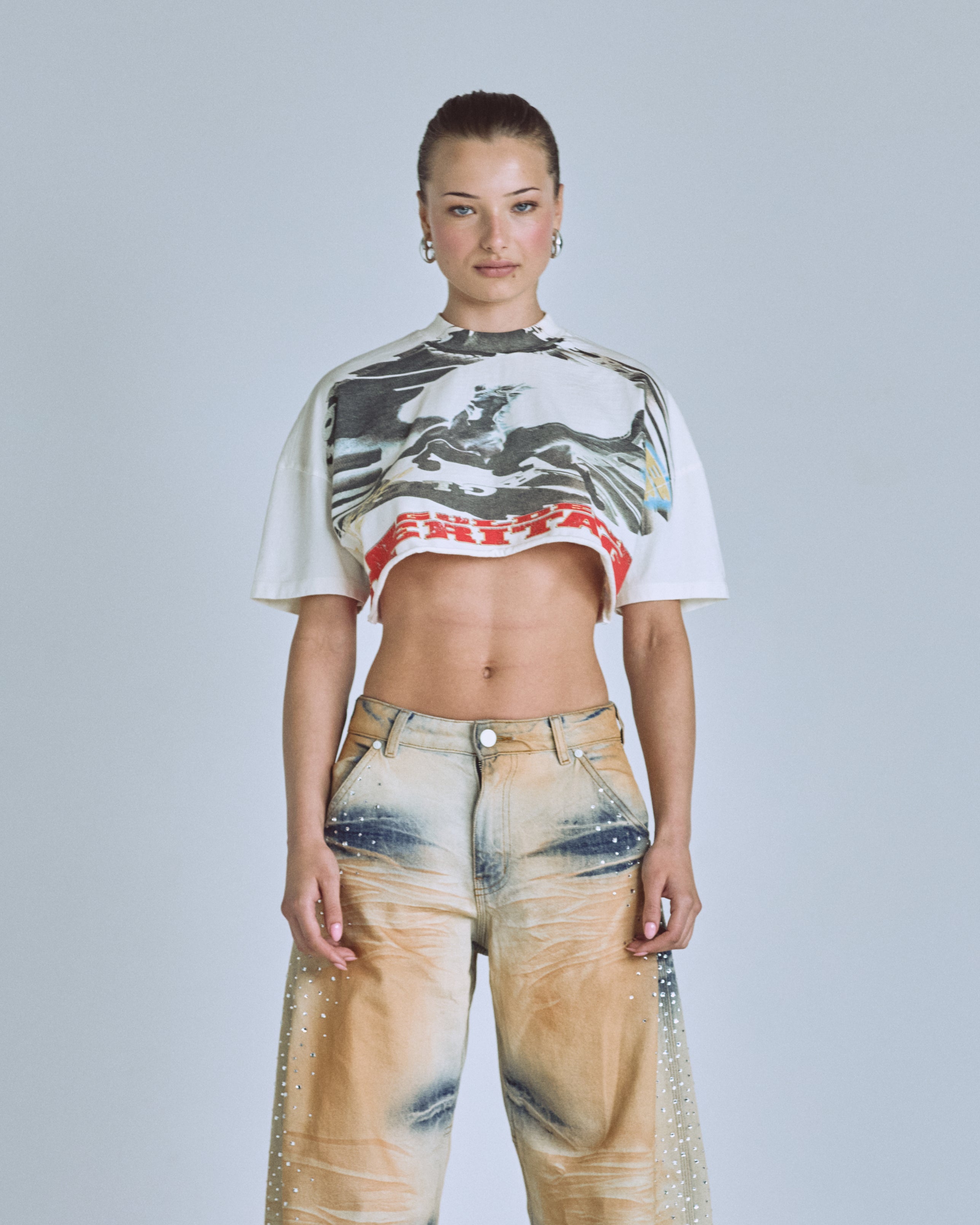 Golden Heritage Pegasus Crop Top White