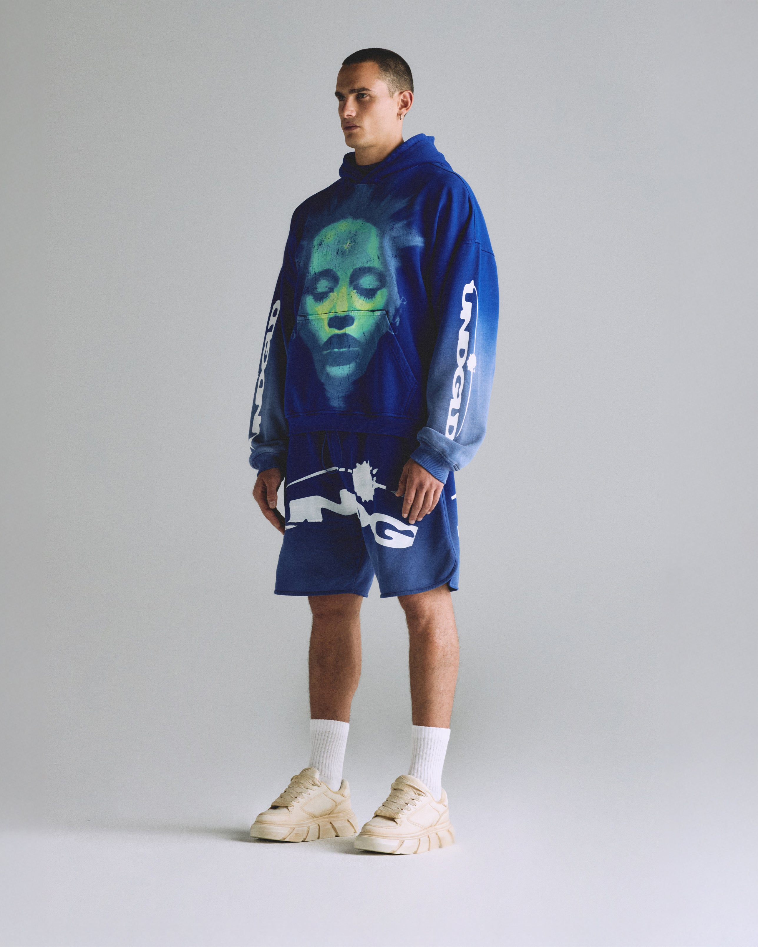 Helios Face Hoodie Electric Blue