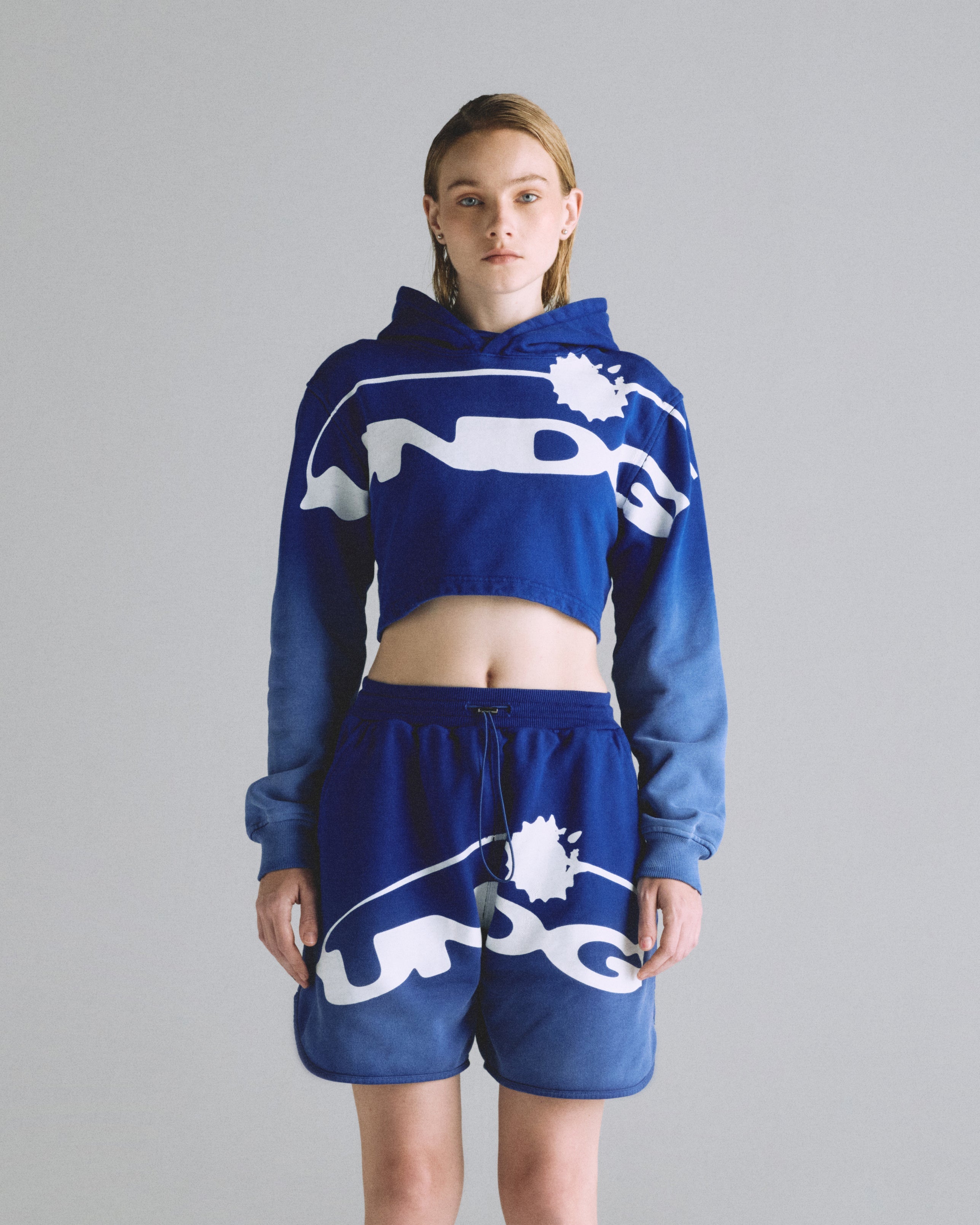 Helios UNDGLD Slim Fit Cropped Hoodie Electric Blue