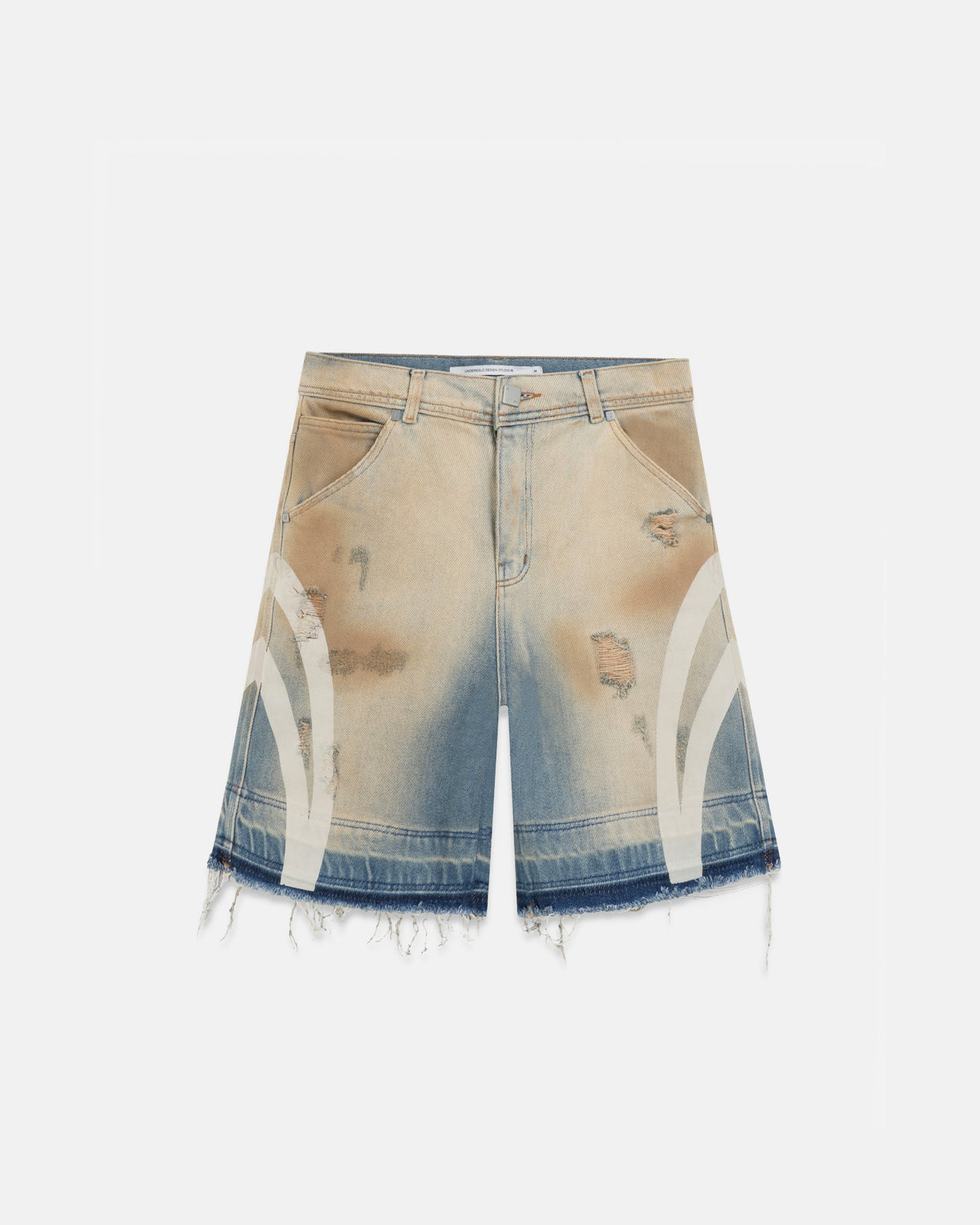 Holy State Stripe Denim Shorts Sand Blue