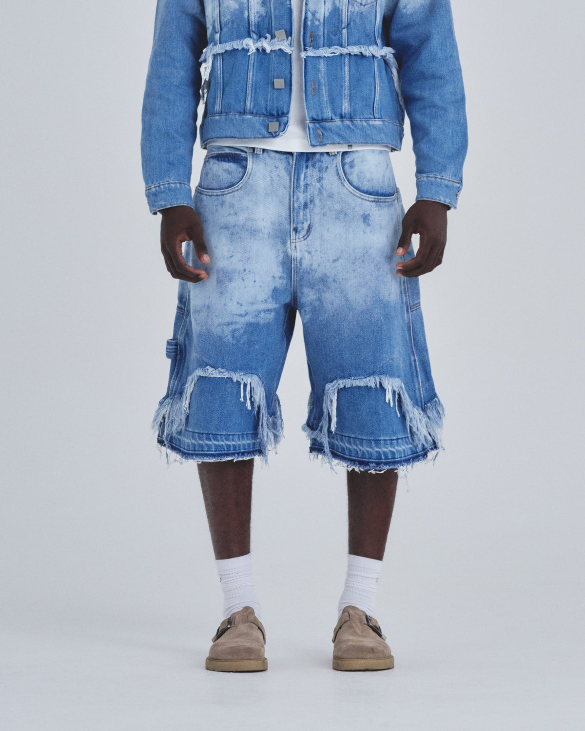 Holy State UNDRGLD Double Destroyed Jorts Blue