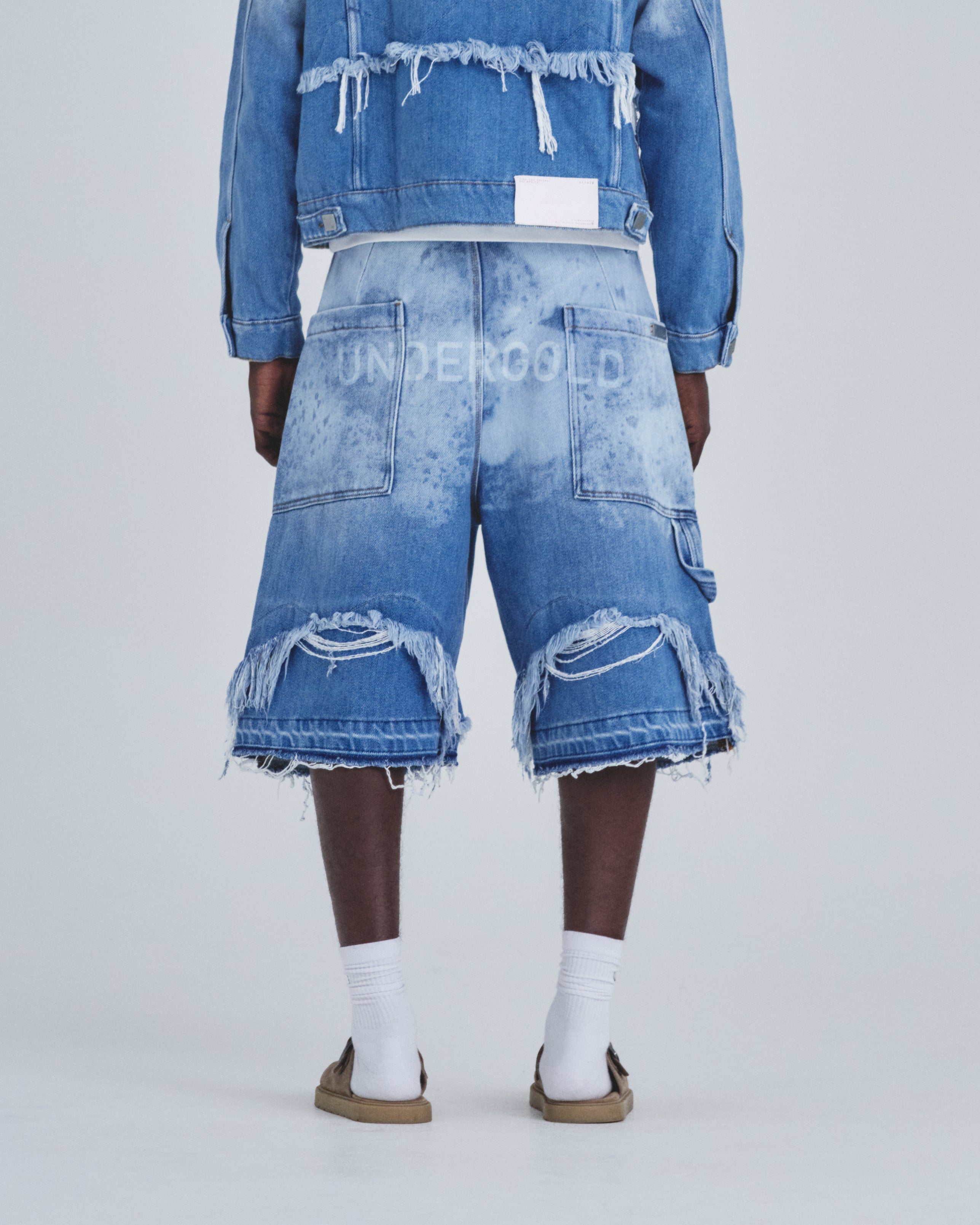 Holy State UNDRGLD Double Destroyed Jorts Blue