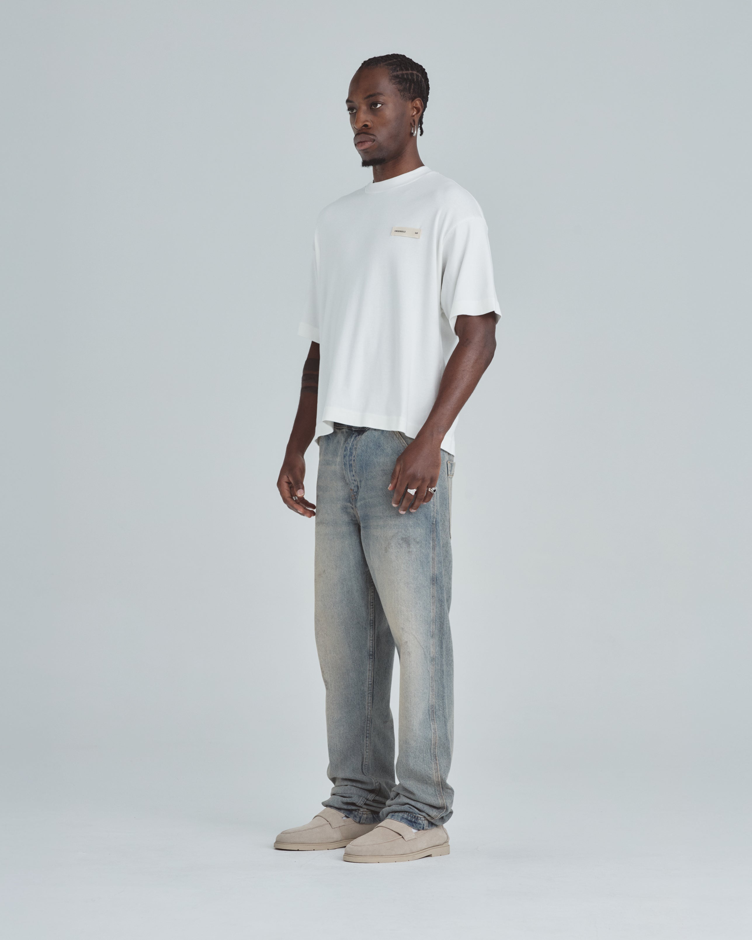 Line Basic Label Boxy Fit Tshirt White