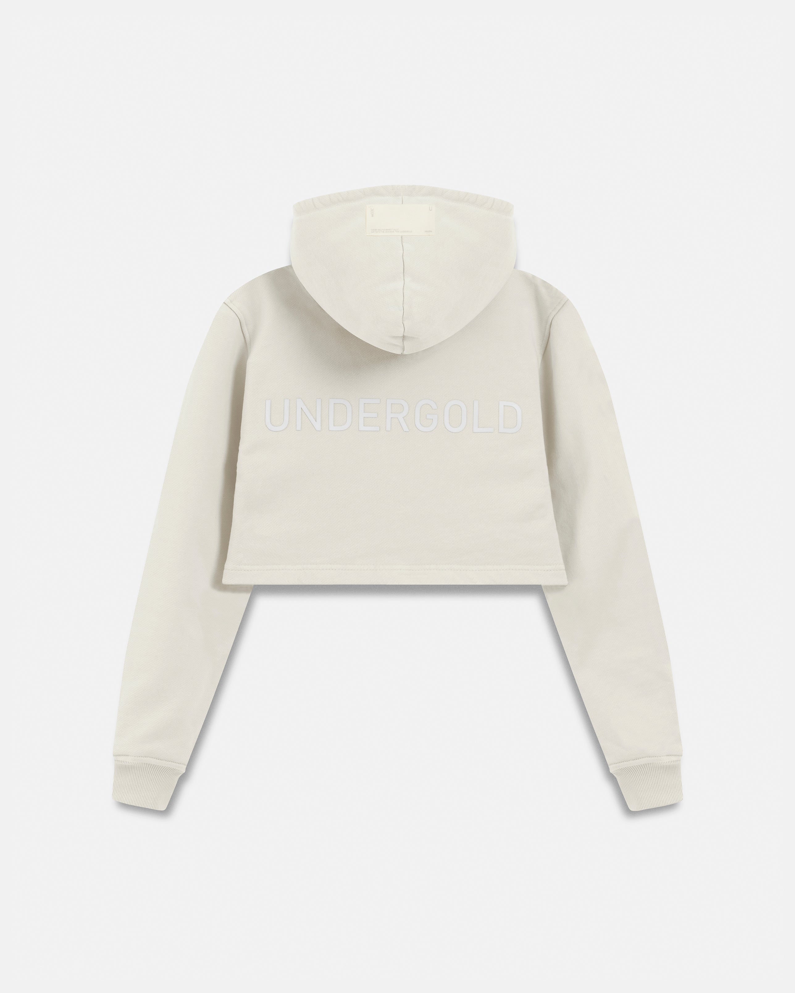 Line Basic Slim Fit Zip Up Cropped Hoodie White