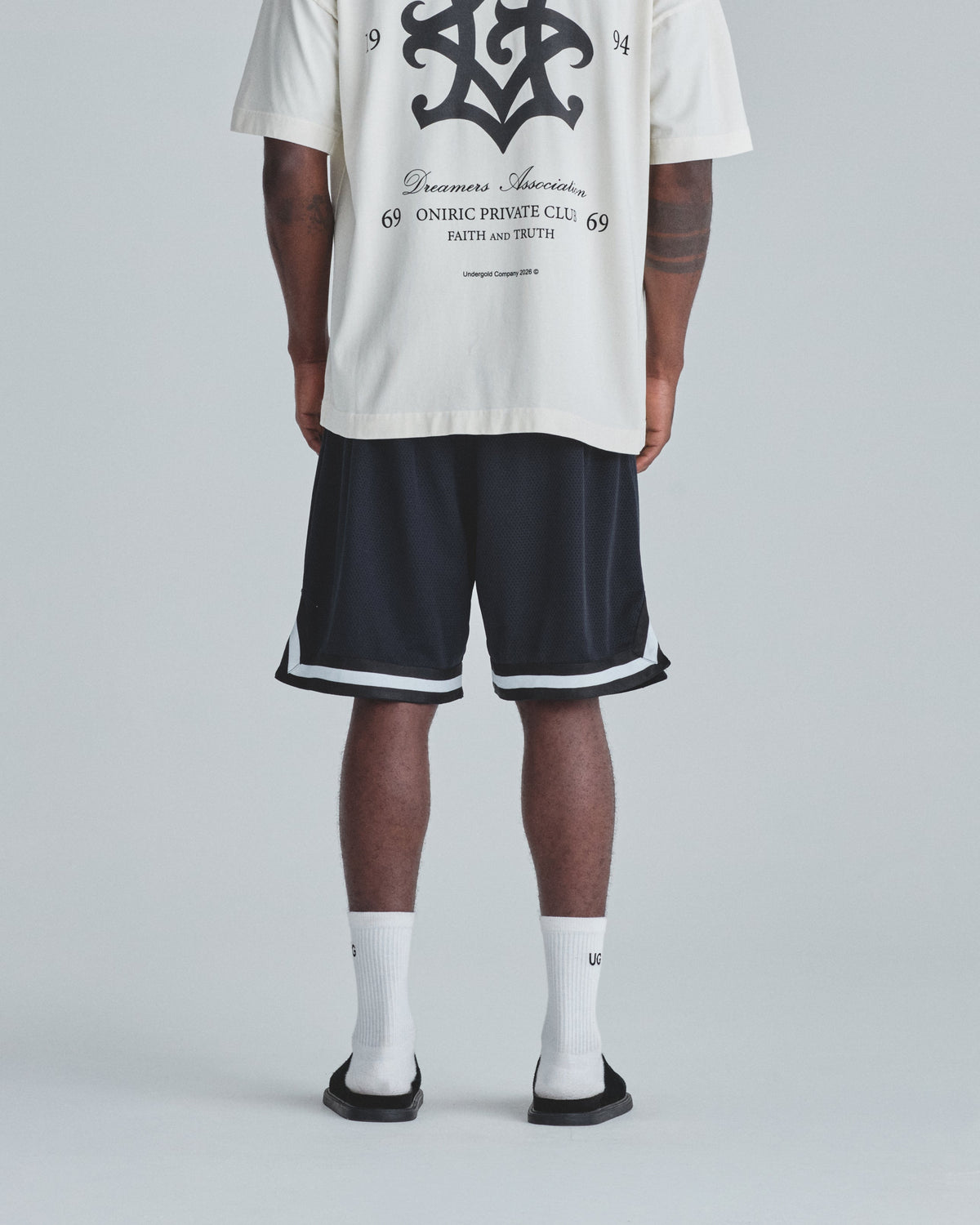 Line Embroidered UG Mesh Short Black