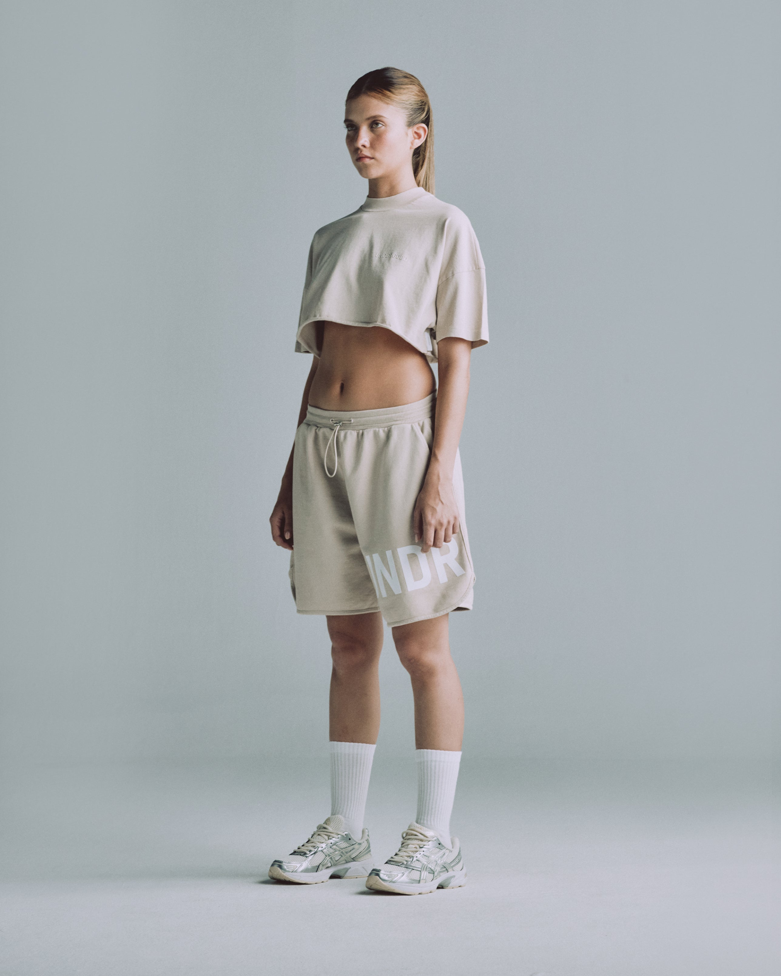 Line Logo Crop Top Cream