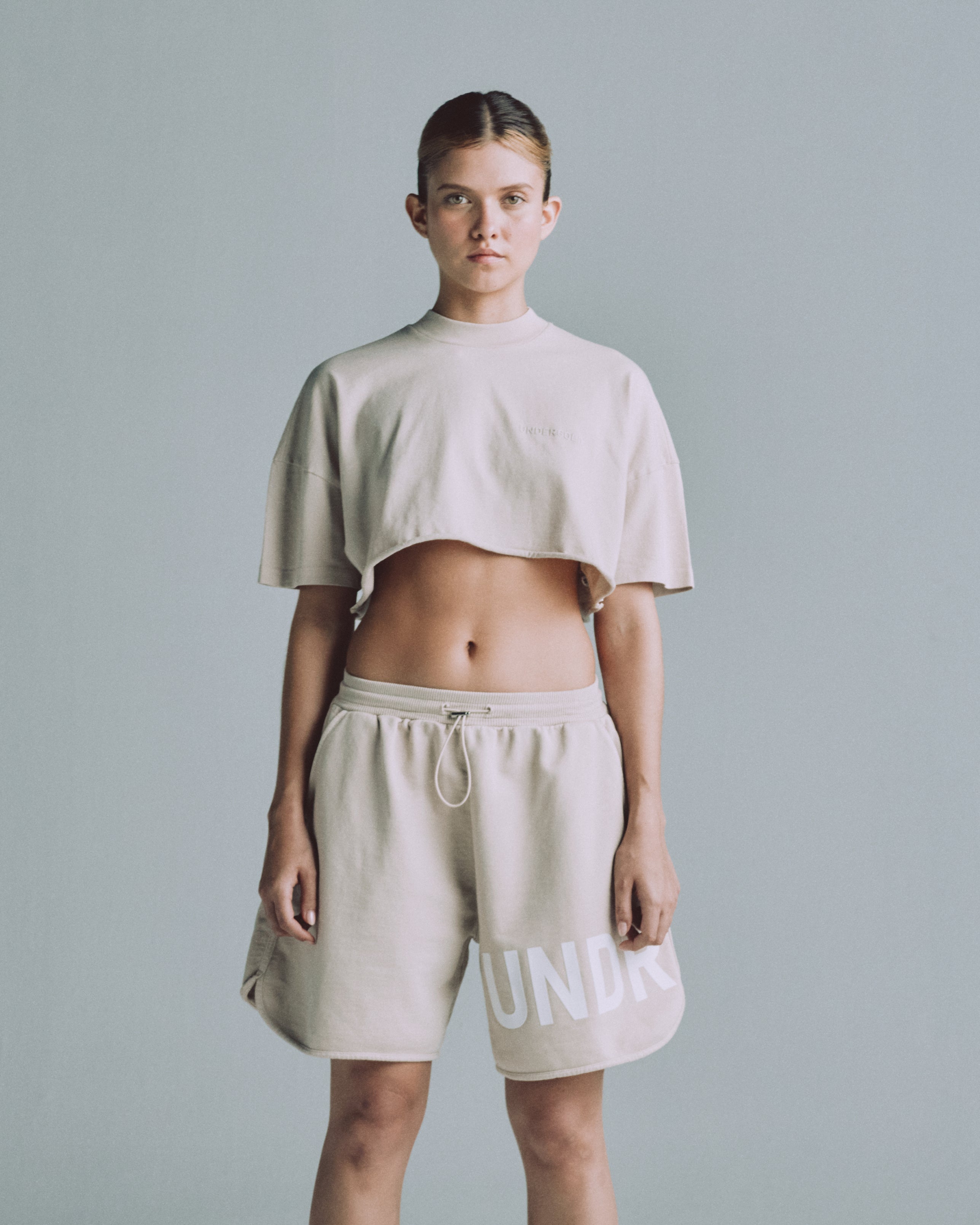 Line Logo Crop Top Cream