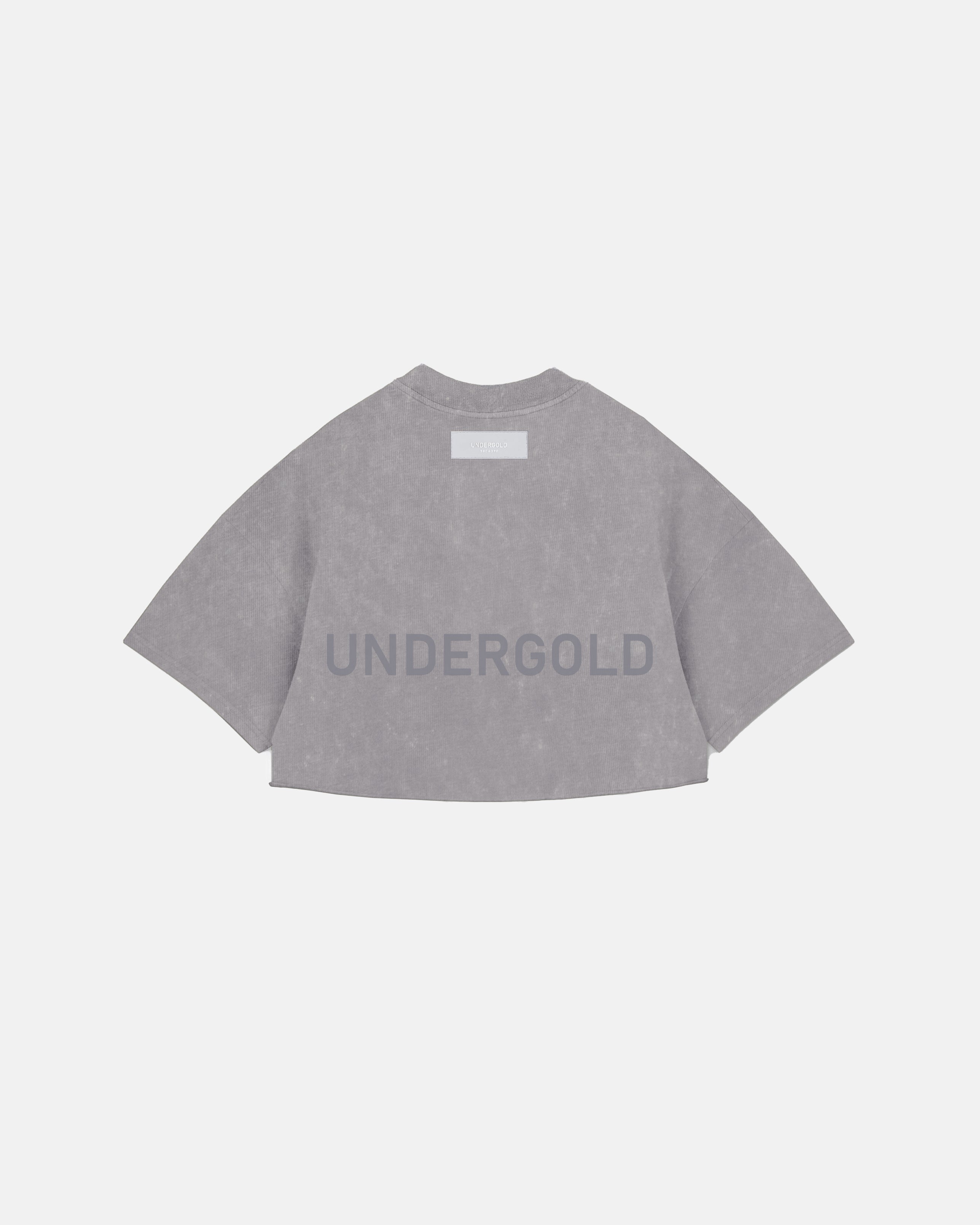 Line Logo Crop Top Washed Gray