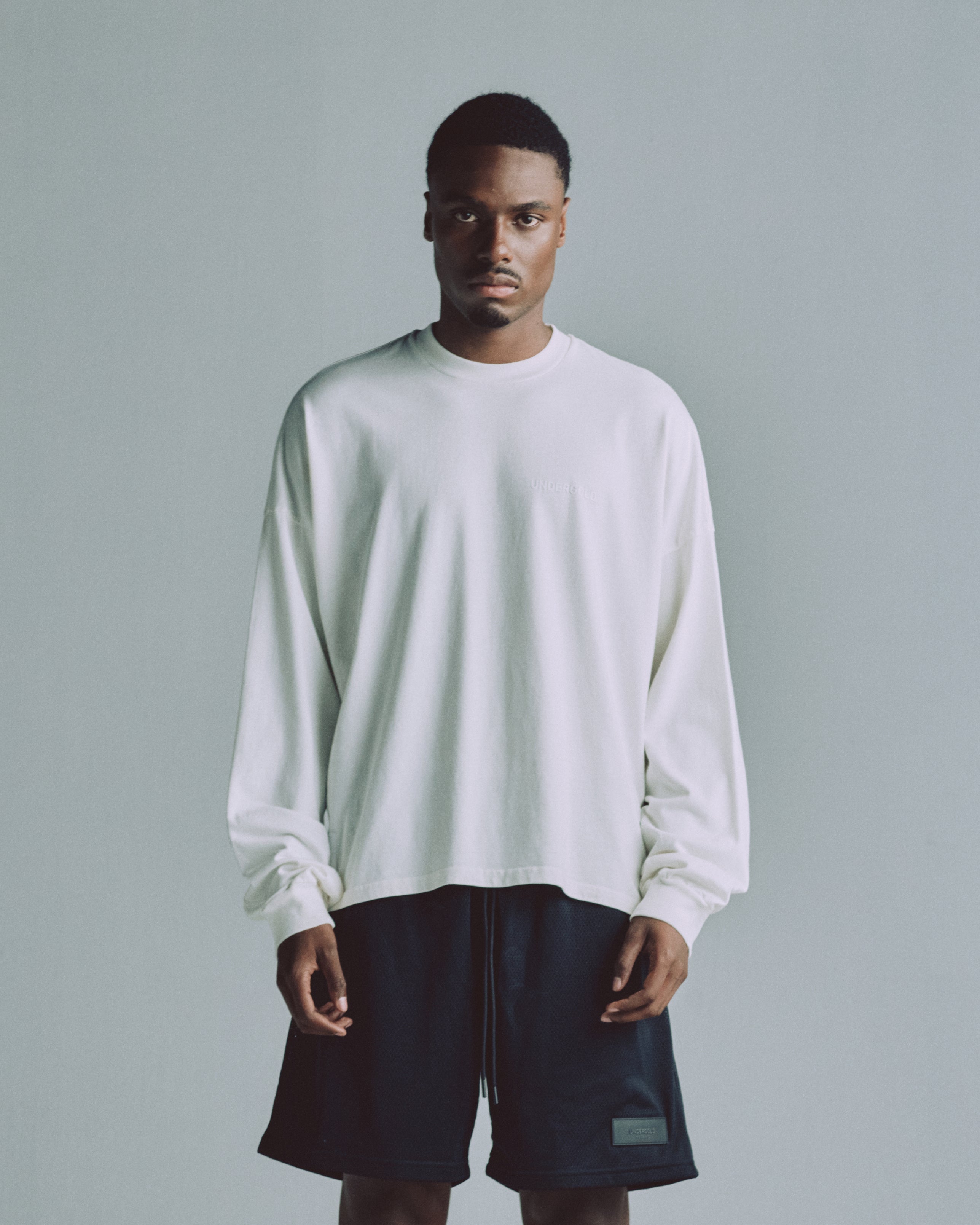 Line Logo Long Sleeve Boxy Tshirt White