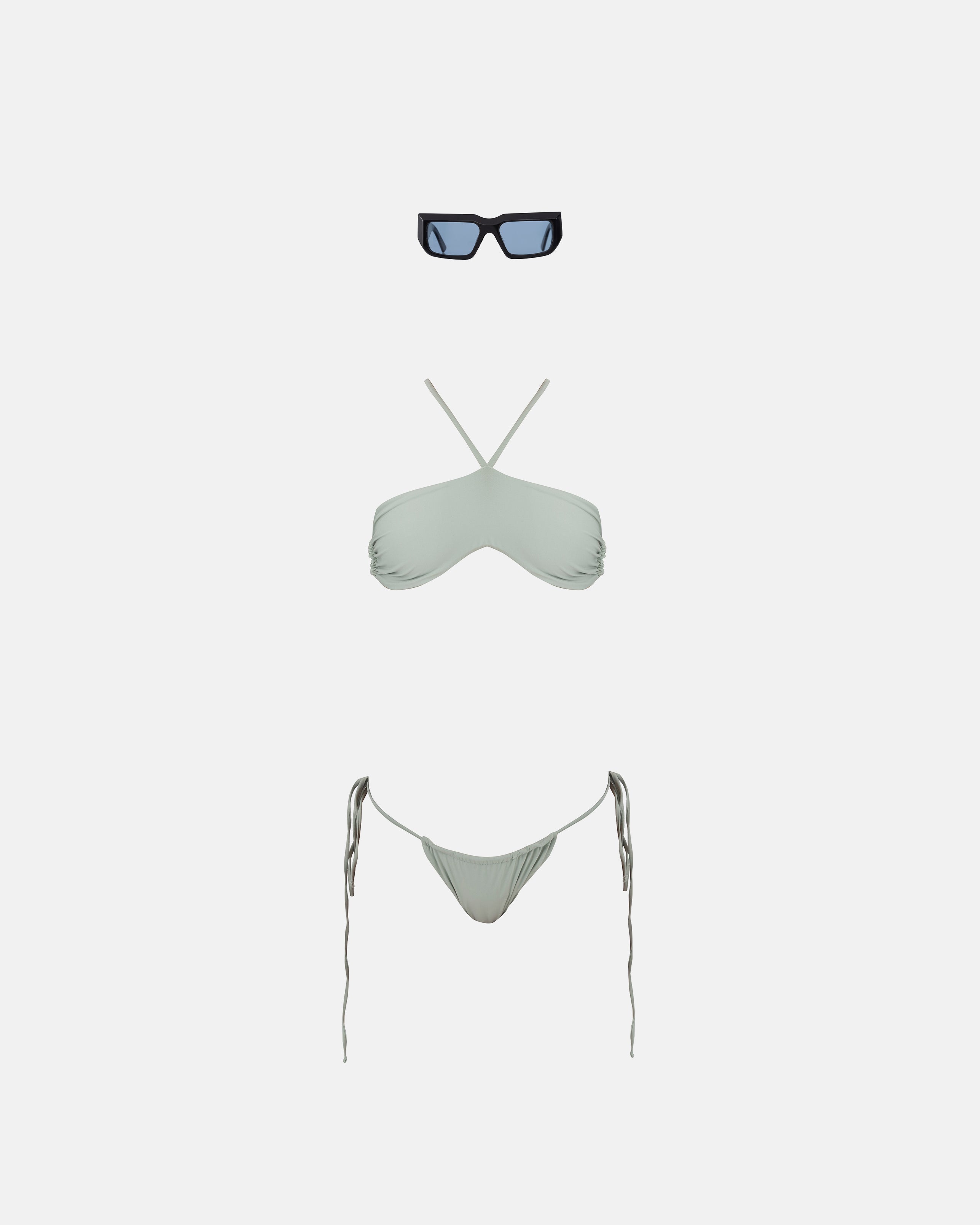 Pack Basics Swimwear Strapless Top & Panty Mint Green + UG Sunglasses Black/Blue