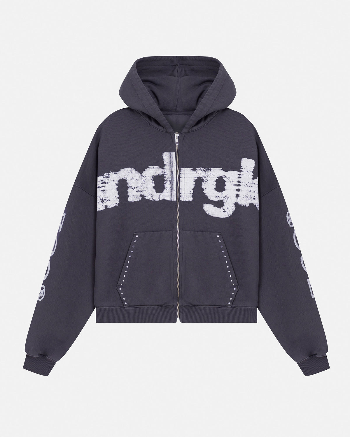 Revelation UNDRGLD Zip Up Boxy Fit Hoodie Vintage Gray