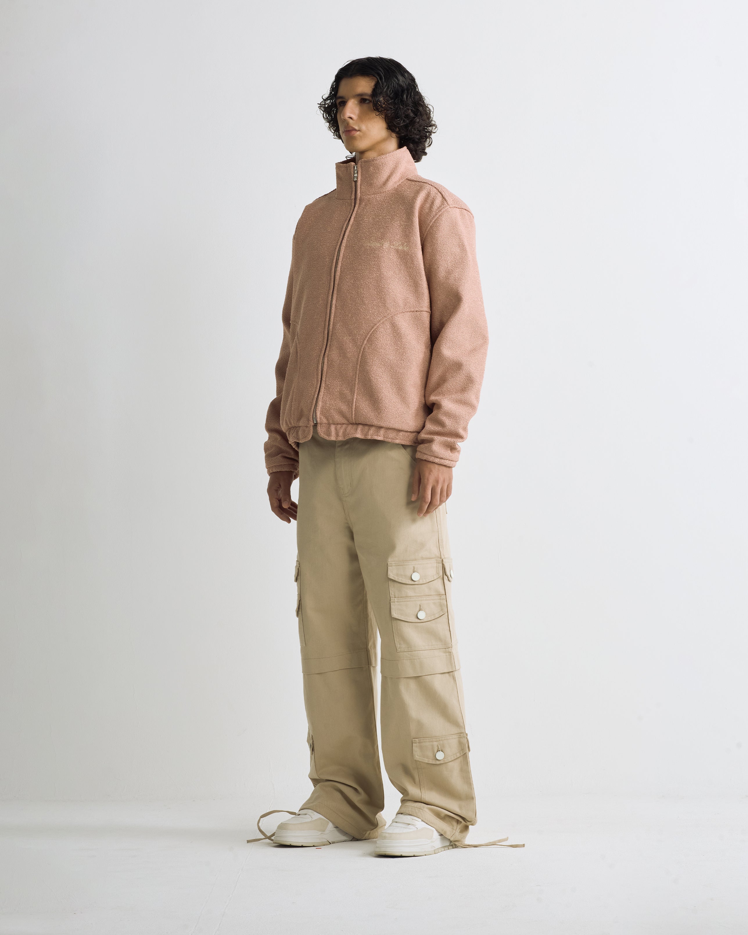 Riviera Embroidered Zip-Up Jacket Salmon